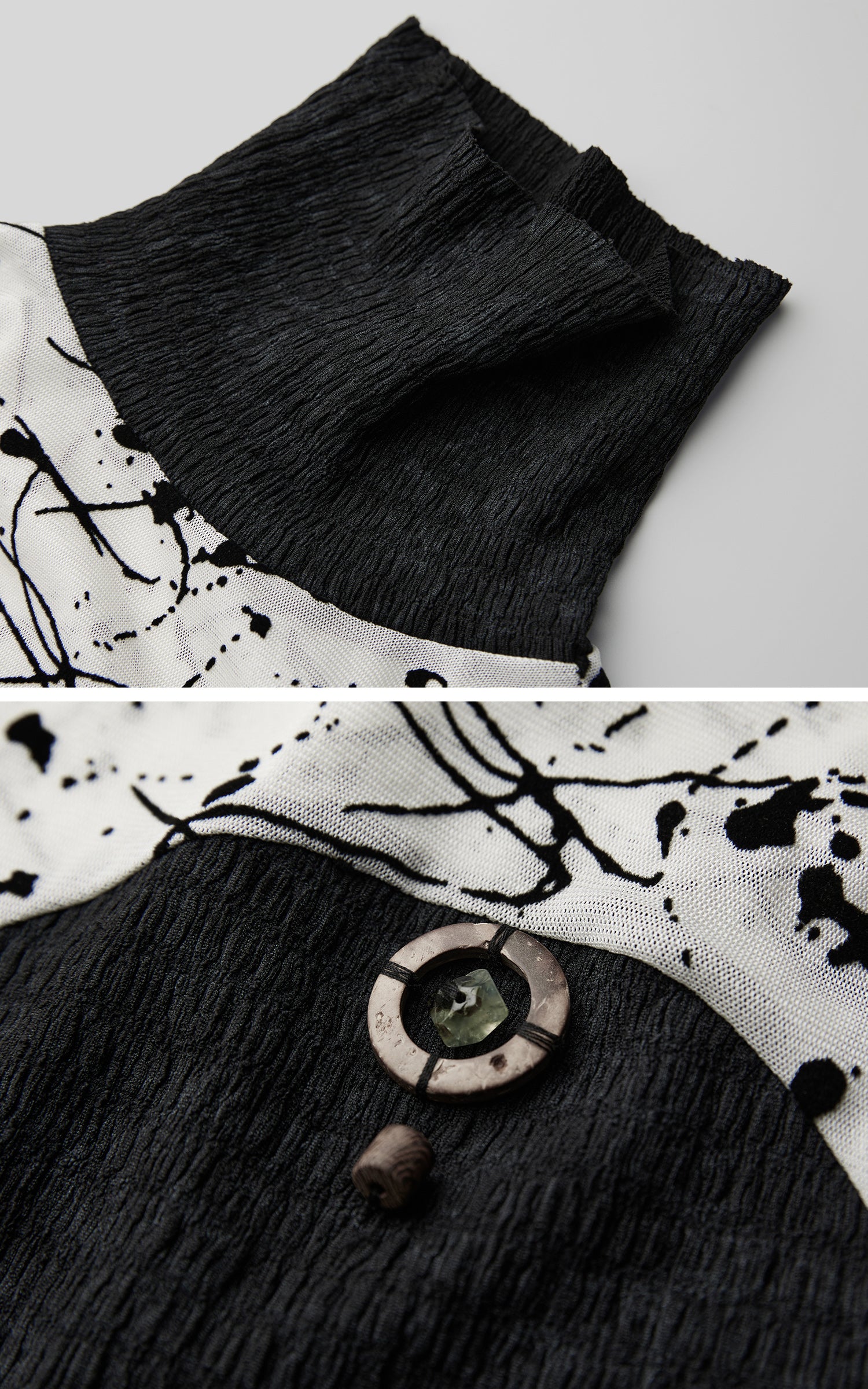 INDULGE Contrast Splatter Panel High Neck Long Sleeve T-Shirt