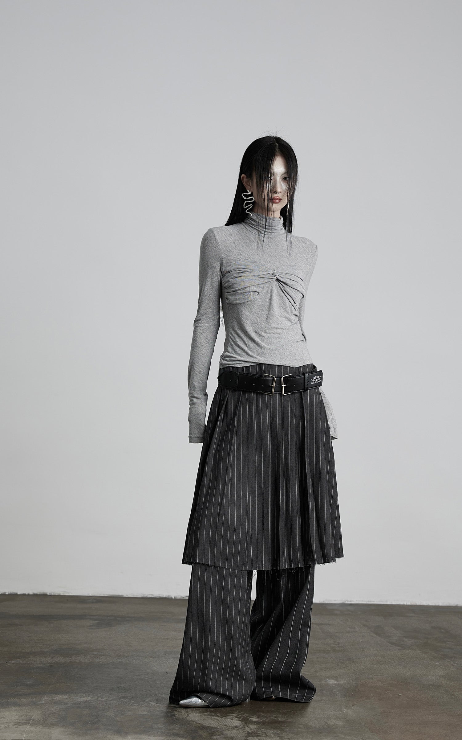 INDULGE Pinstripe Deconstructed Layered Skirt-Pants
