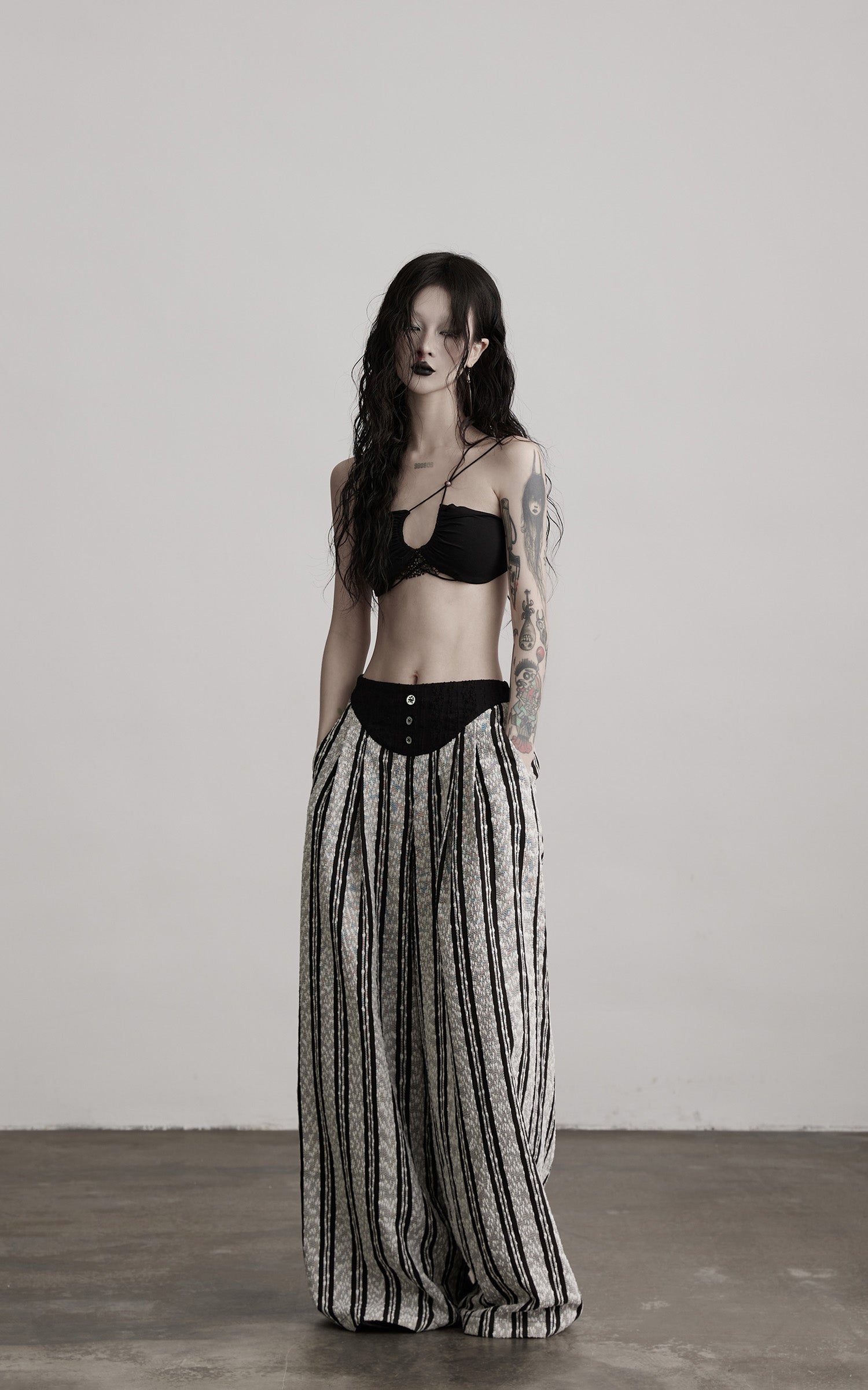 INDULGE Lace Strapless Crop Top with Beaded Halter Detail
