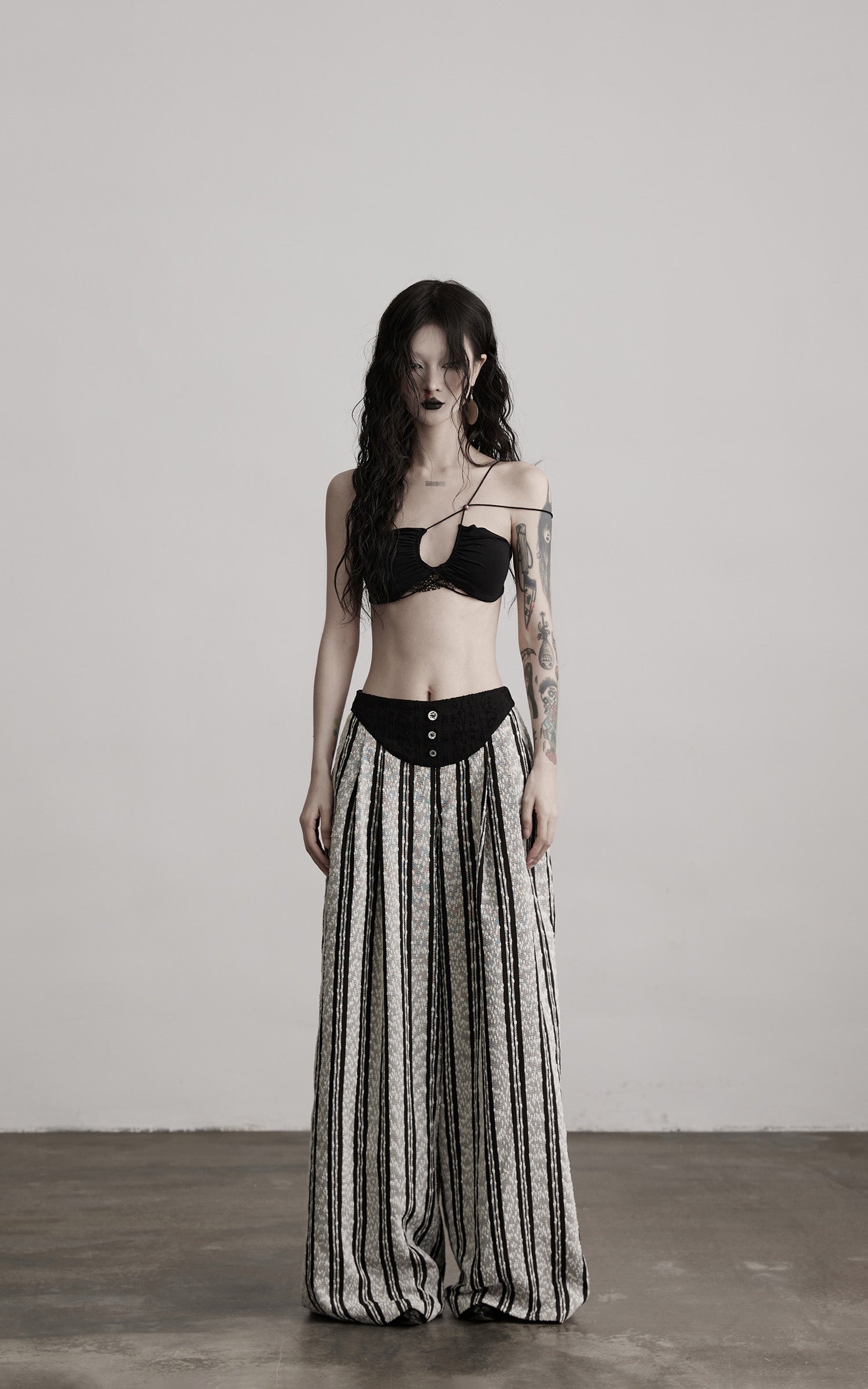 INDULGE Lace Strapless Crop Top with Beaded Halter Detail