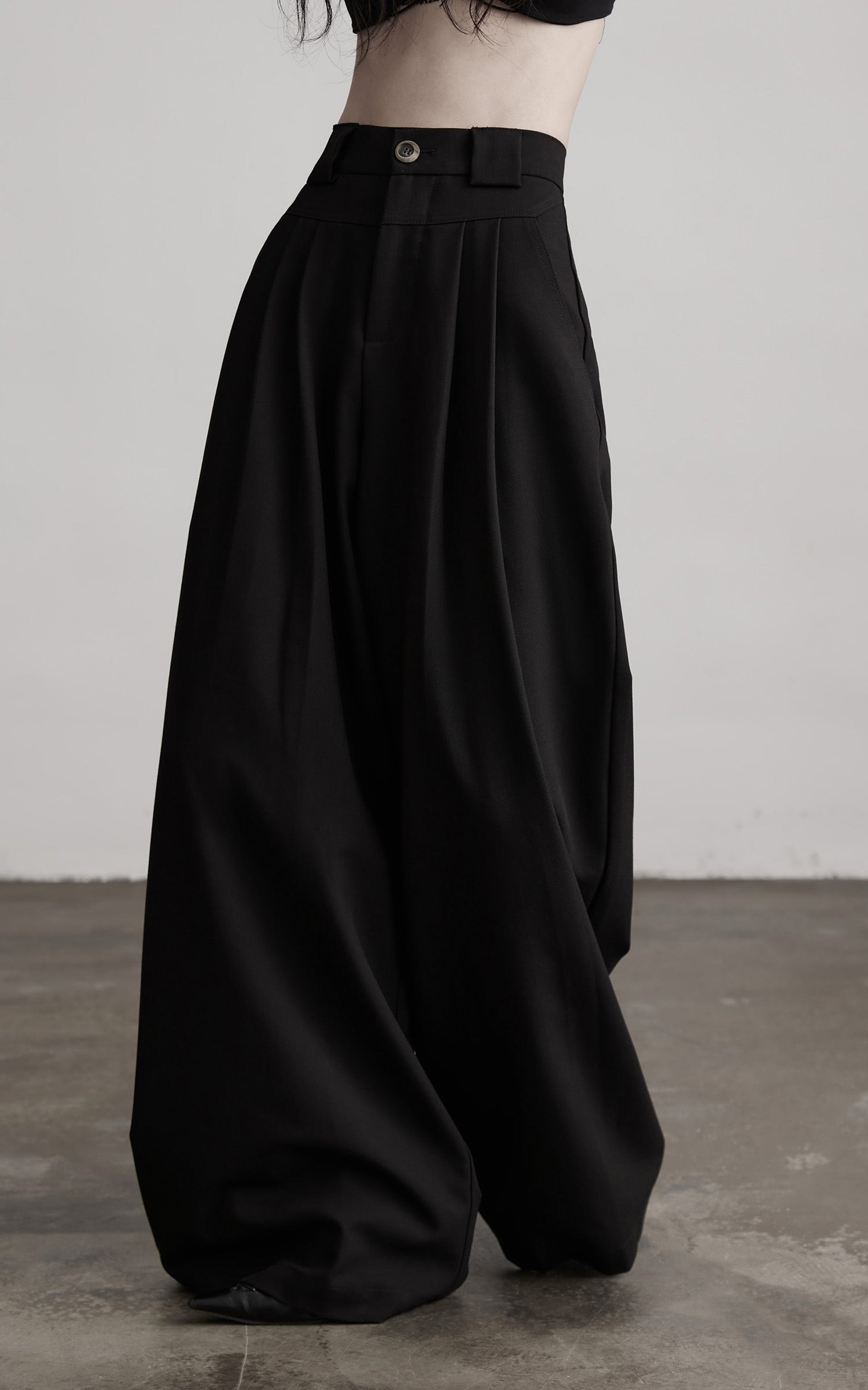 INDULGE Wide Leg Pleated Trousers with Structured Waistband