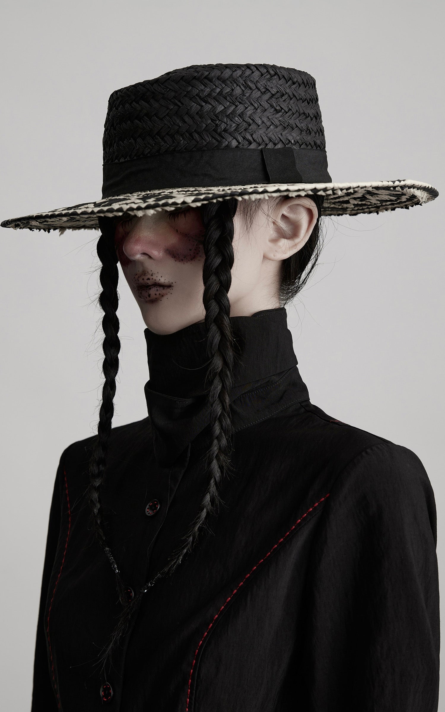 INDULGE Asymmetric Hem Shirt with Red Stitch Detail