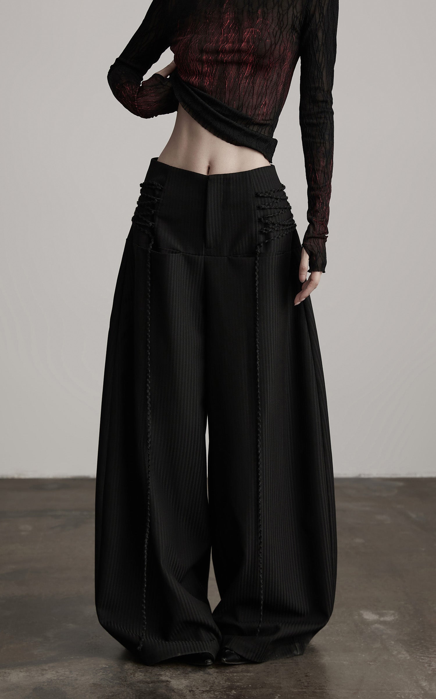 INDULGE Wide Leg Trousers with Braided Detail