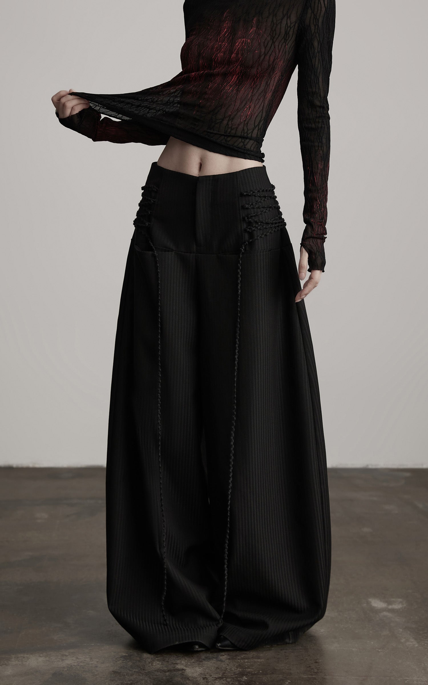 INDULGE Wide Leg Trousers with Braided Detail