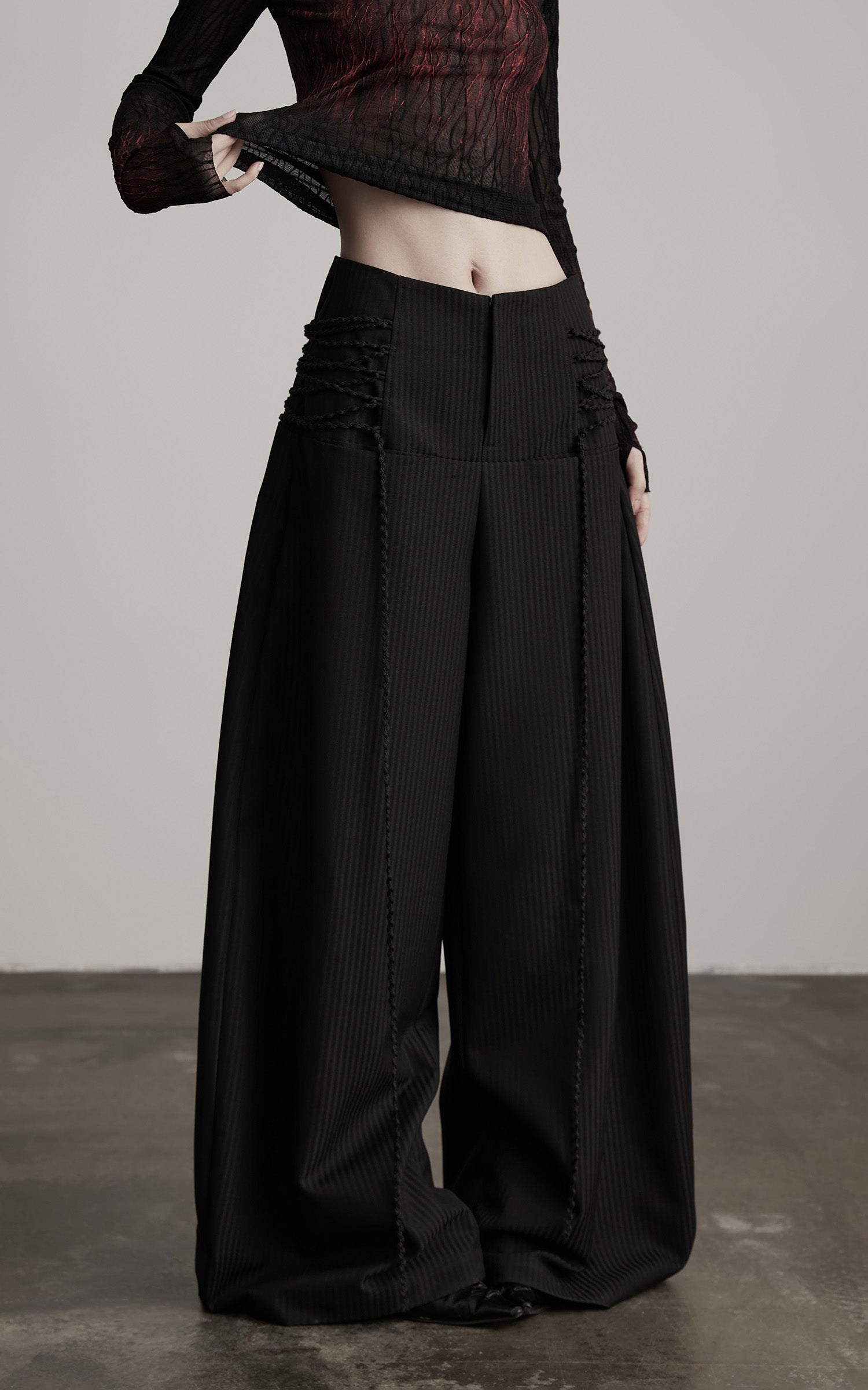 INDULGE Wide Leg Trousers with Braided Detail