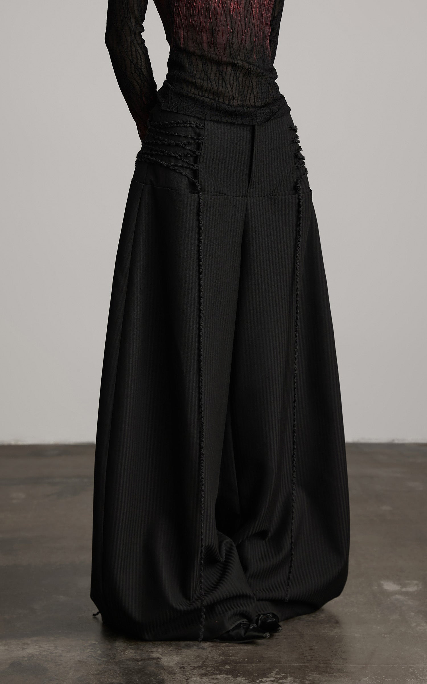 INDULGE Wide Leg Trousers with Braided Detail