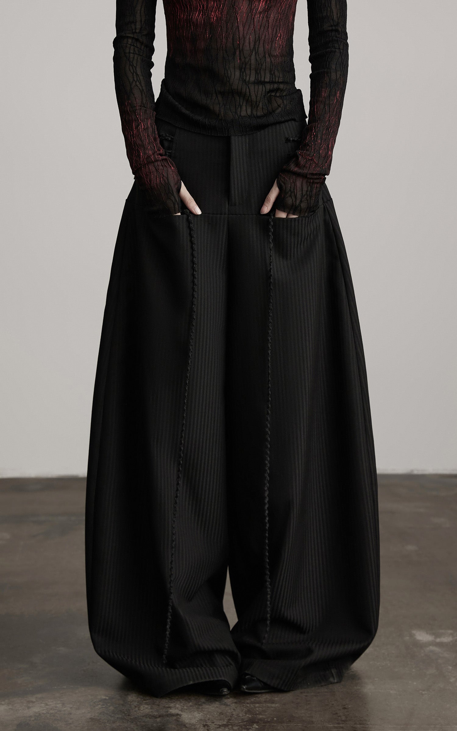INDULGE Wide Leg Trousers with Braided Detail