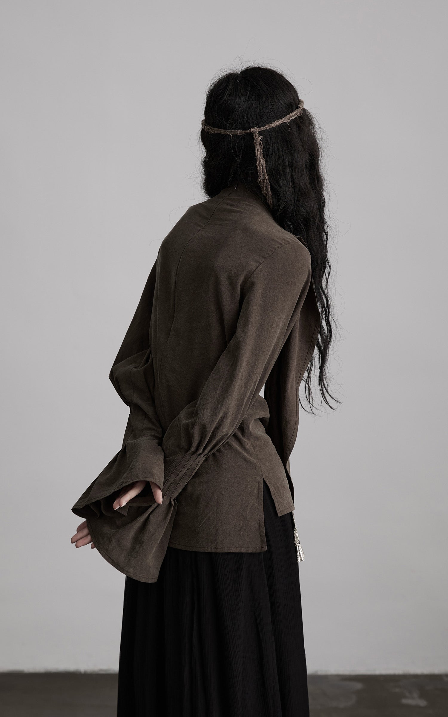 INDULGE Draped Sleeve Top with Layered Neckline