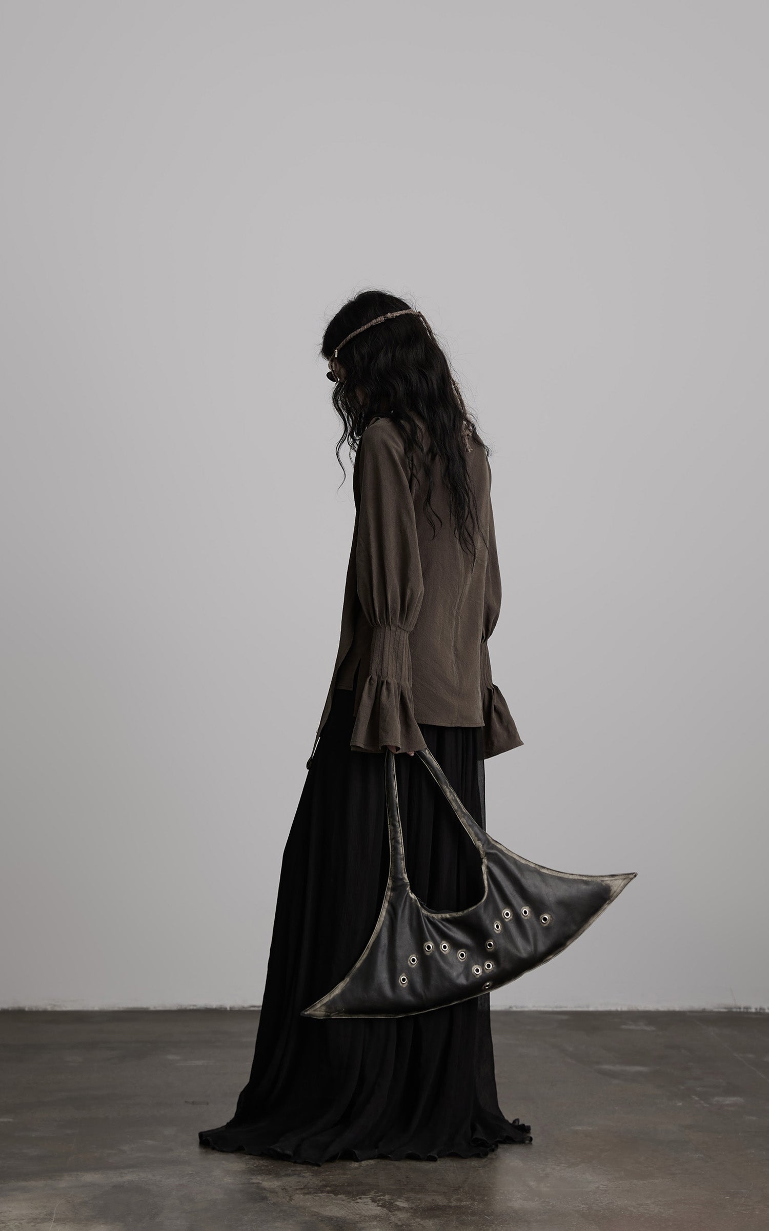 INDULGE Draped Sleeve Top with Layered Neckline