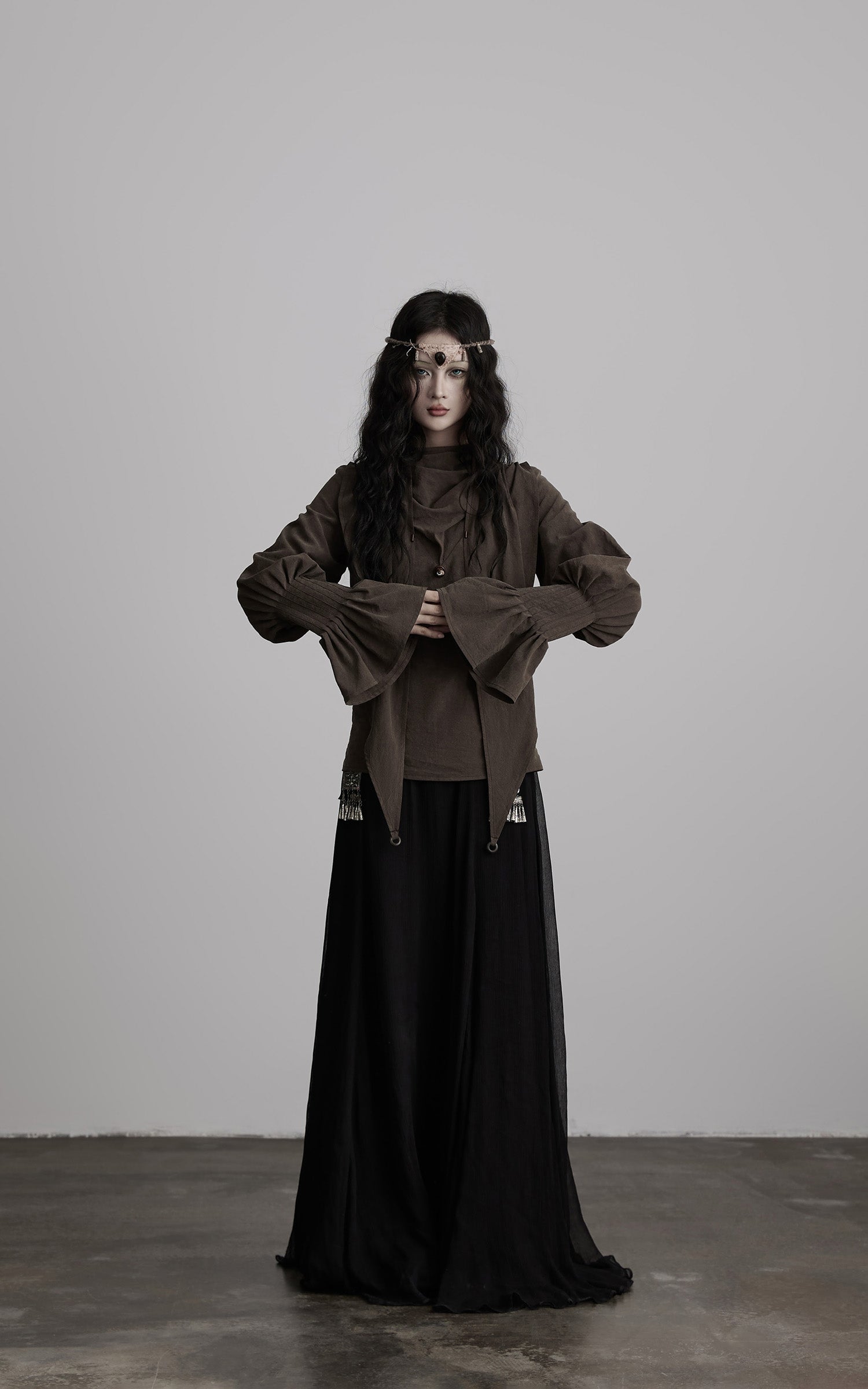 INDULGE Draped Sleeve Top with Layered Neckline
