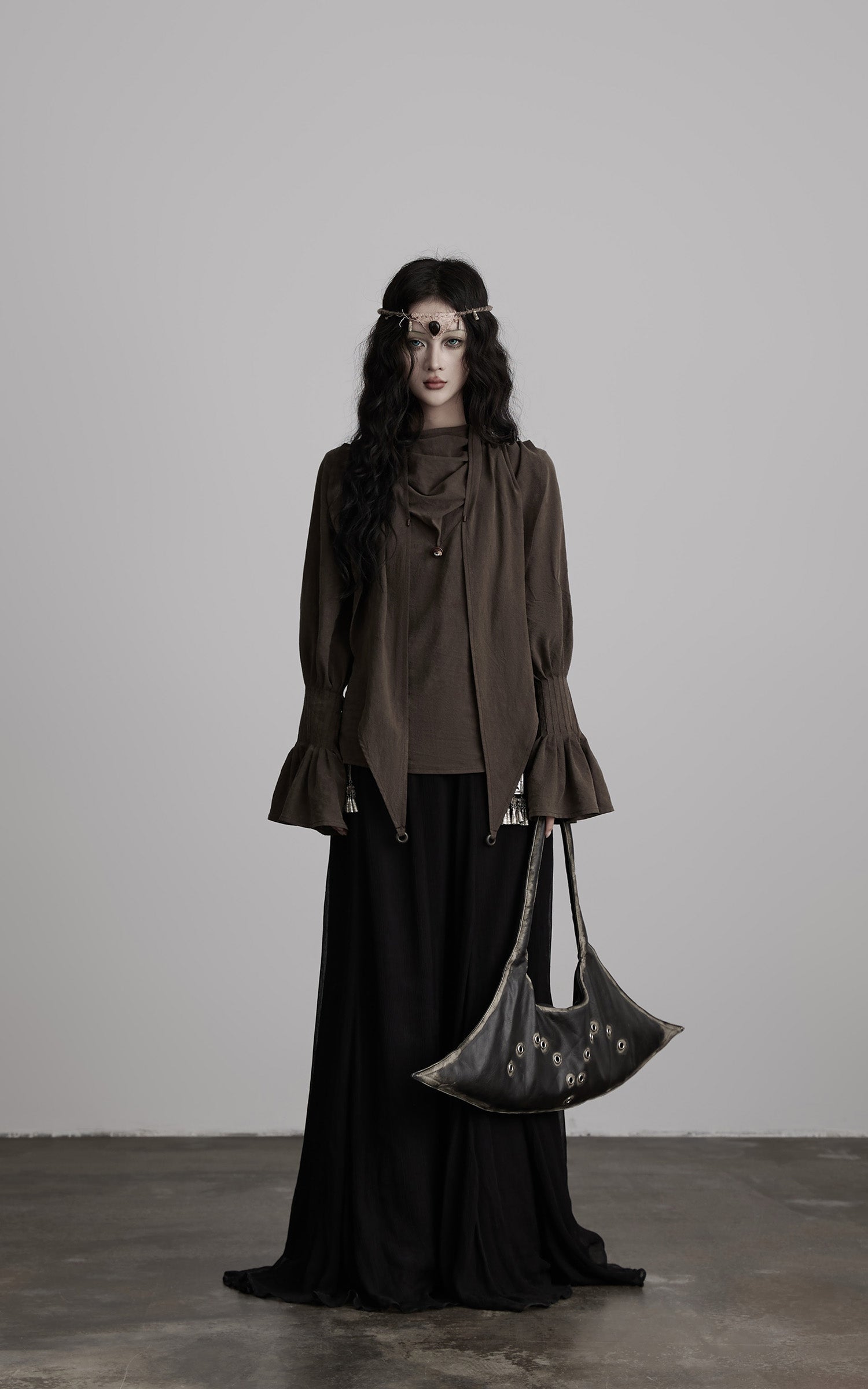 INDULGE Draped Sleeve Top with Layered Neckline