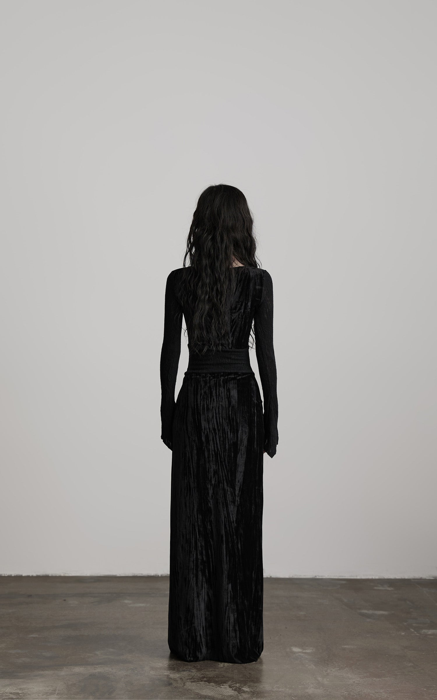 INDULGE Wool Velvet Long Dress with Corset Waist