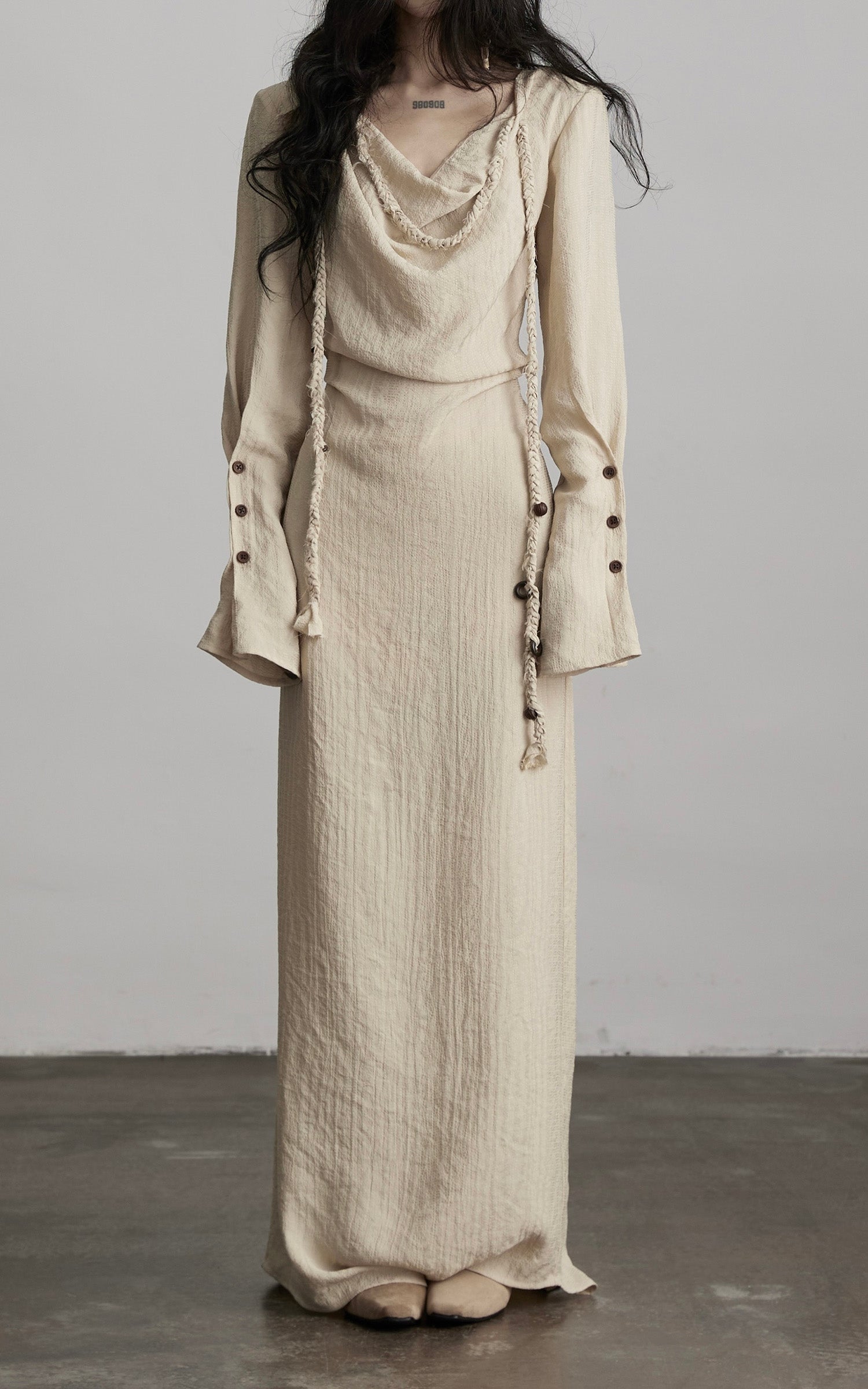 INDULGE Textured Draped Maxi Dress
