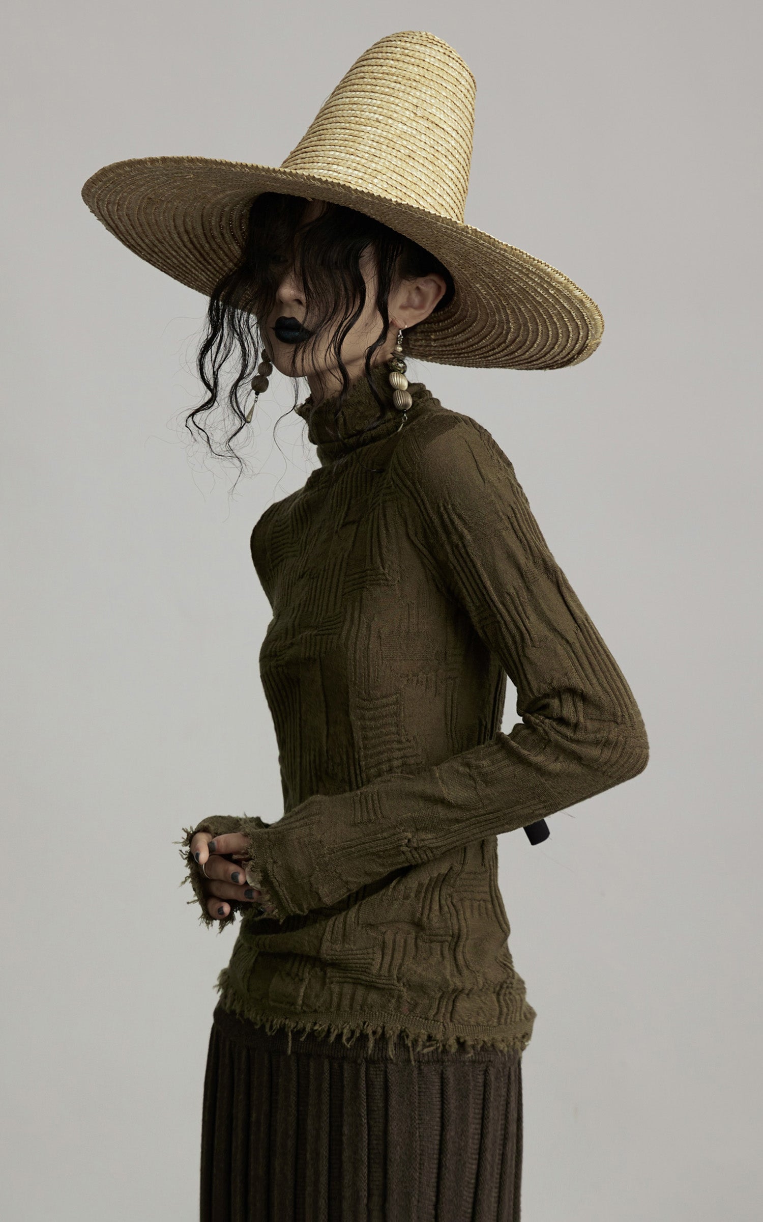INDULGE Textured Distressed Knit Top