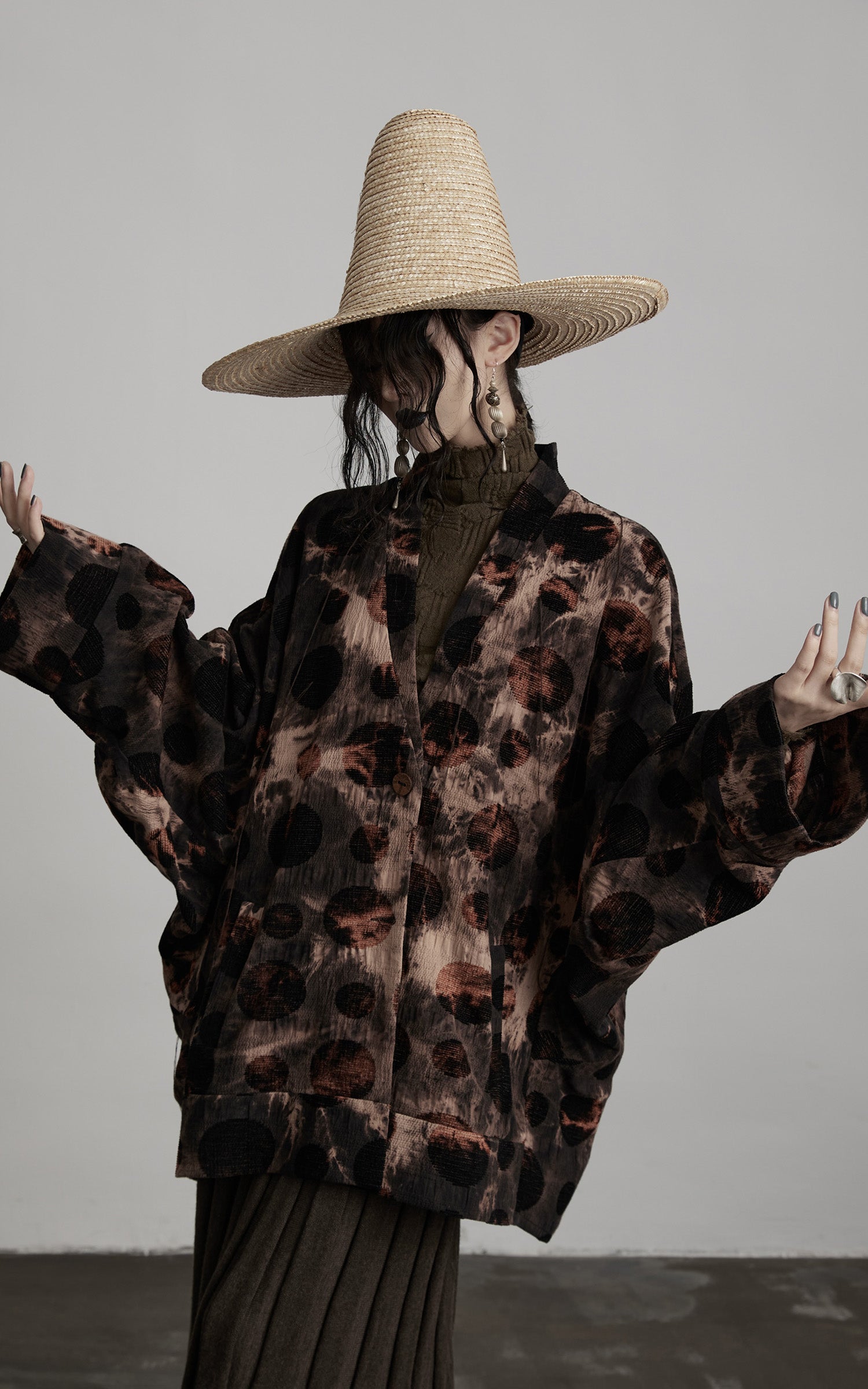 INDULGE Oversized Patterned Jacquard Coat