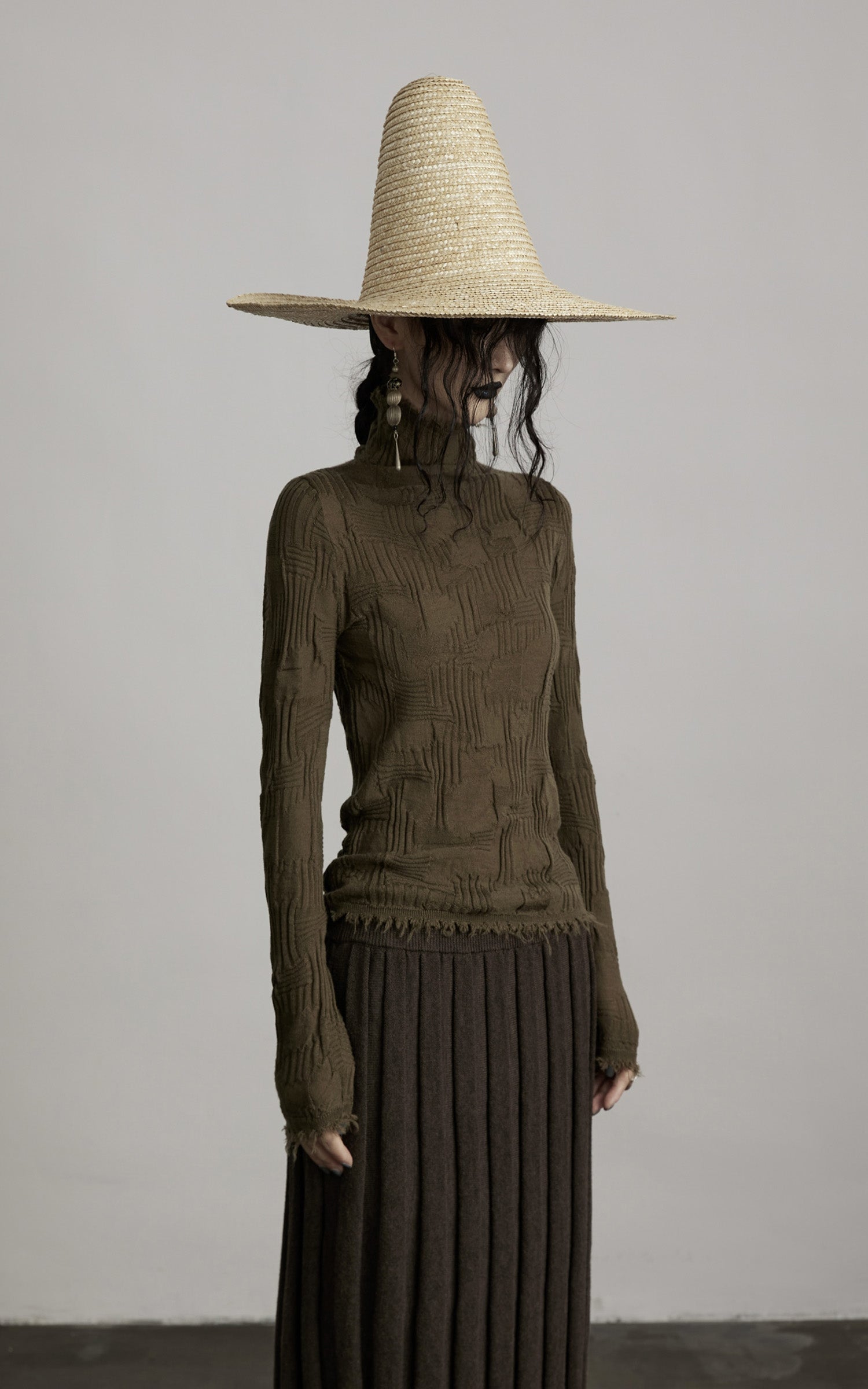 INDULGE Textured Distressed Knit Top