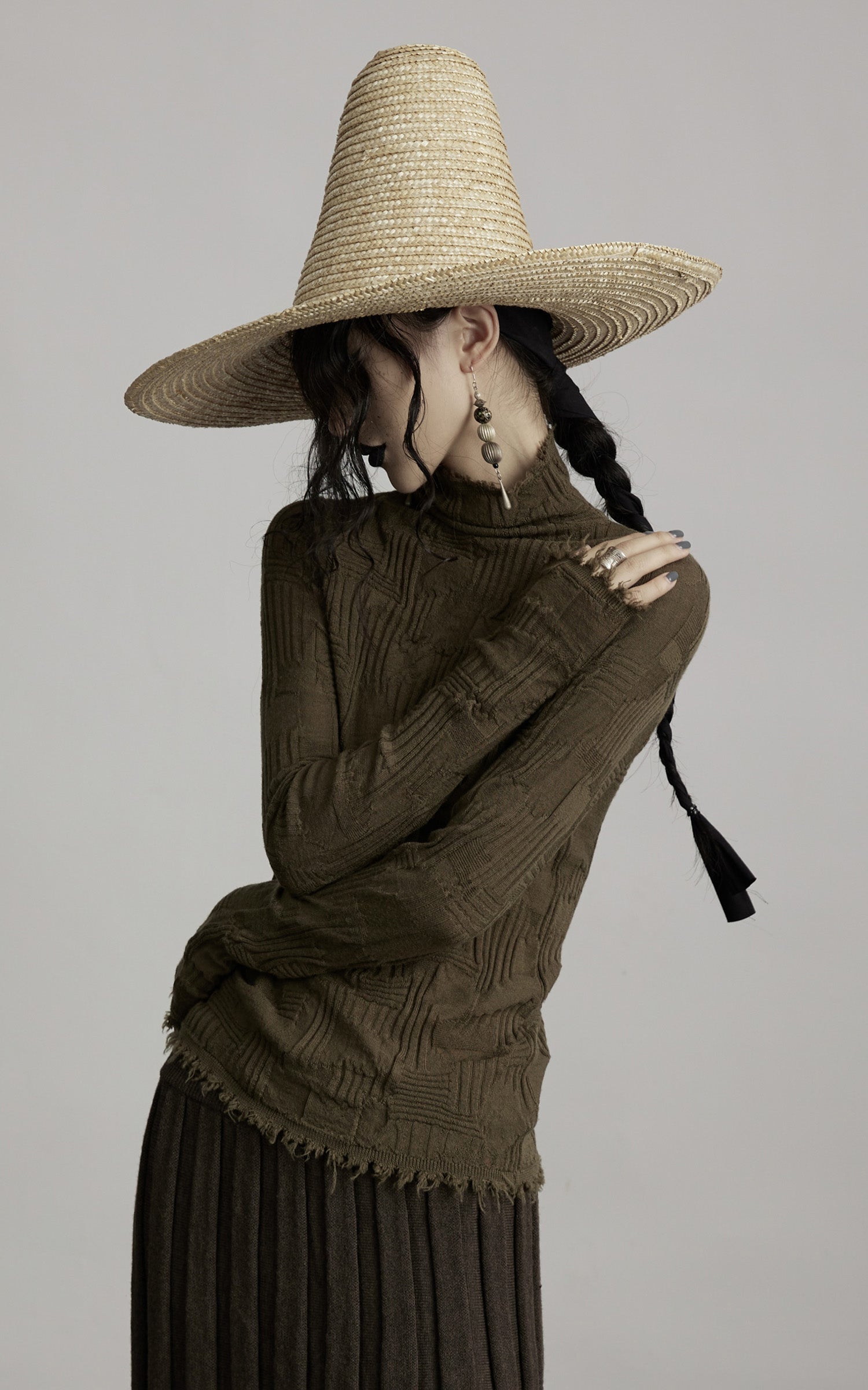 INDULGE Textured Distressed Knit Top