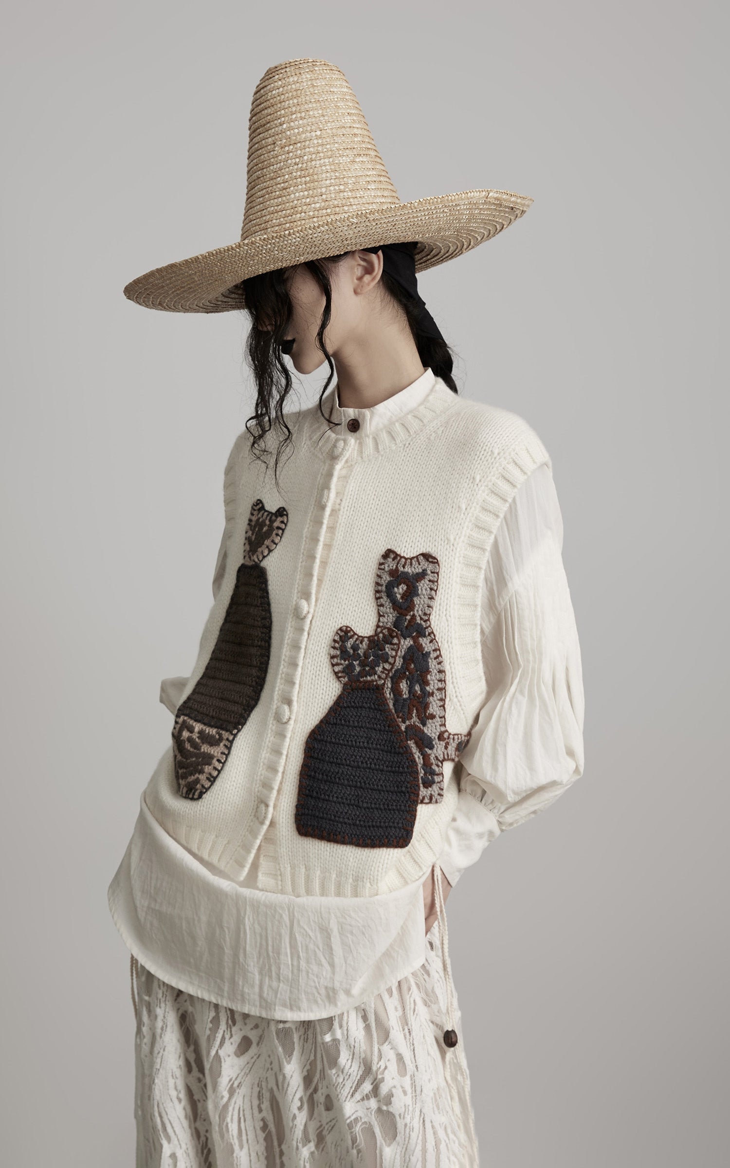 INDULGE Hand-Crocheted Pattern Knit Vest