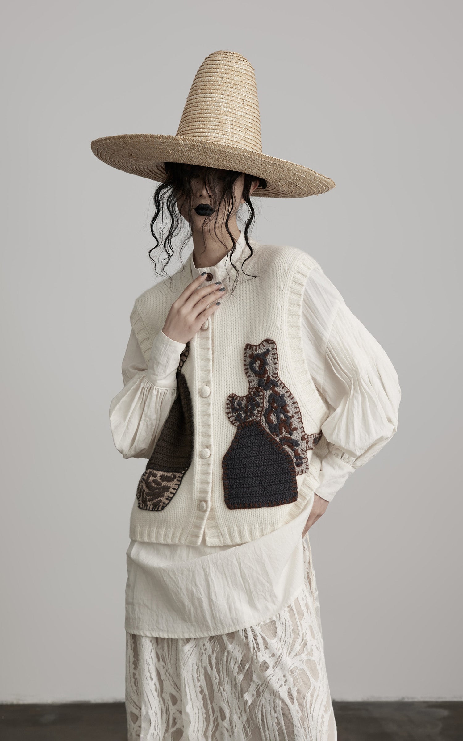 INDULGE Hand-Crocheted Pattern Knit Vest