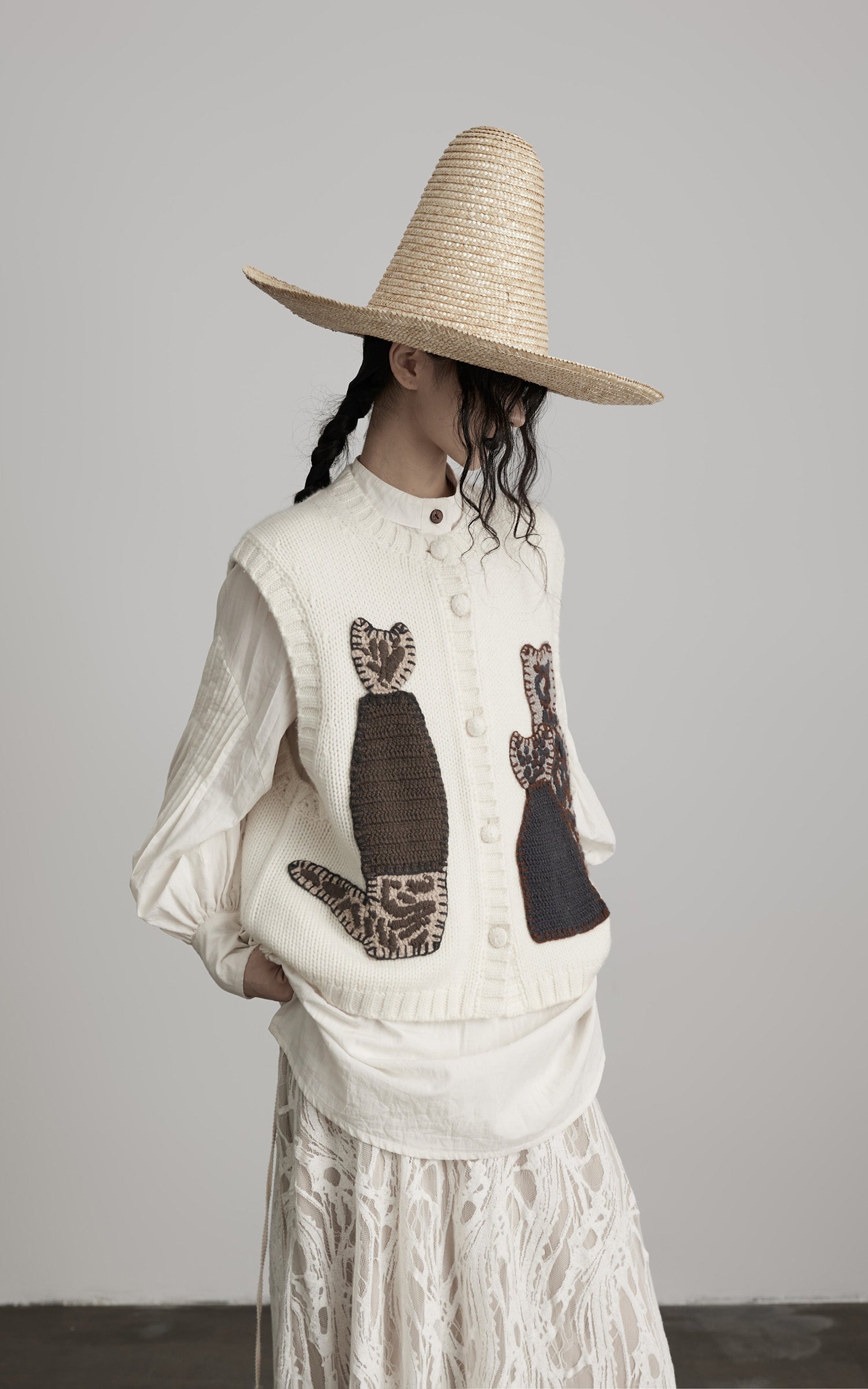 INDULGE Hand-Crocheted Pattern Knit Vest