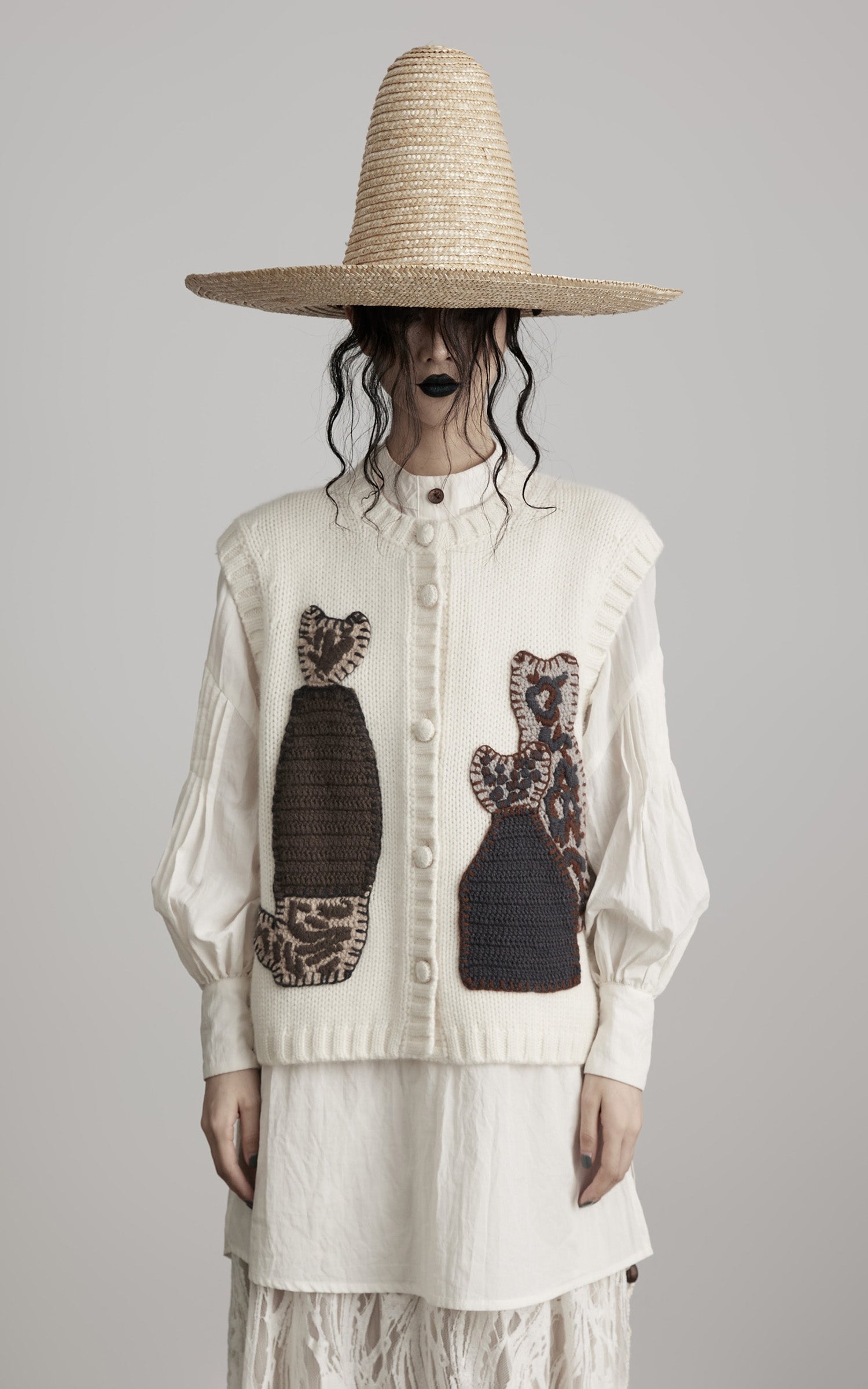 INDULGE Hand-Crocheted Pattern Knit Vest