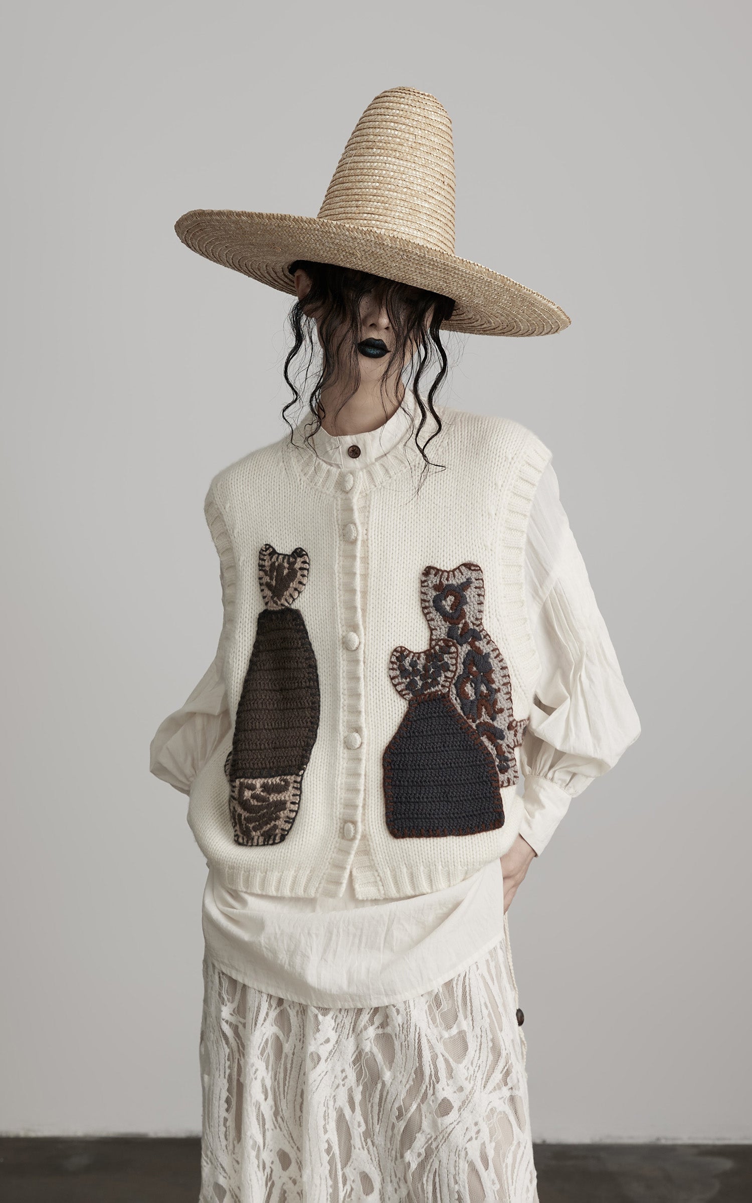 INDULGE Hand-Crocheted Pattern Knit Vest