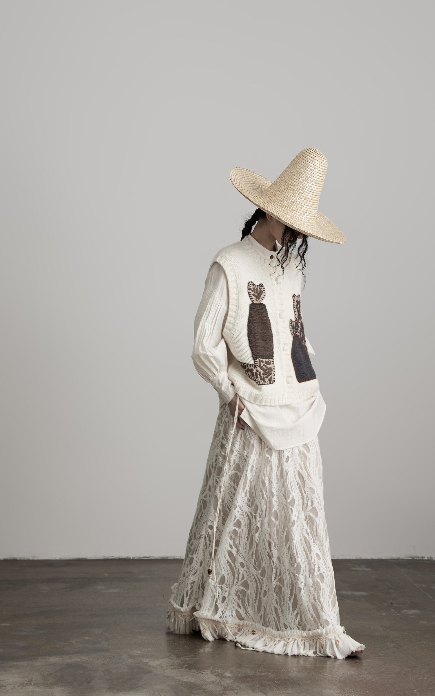INDULGE Hand-Crocheted Pattern Knit Vest