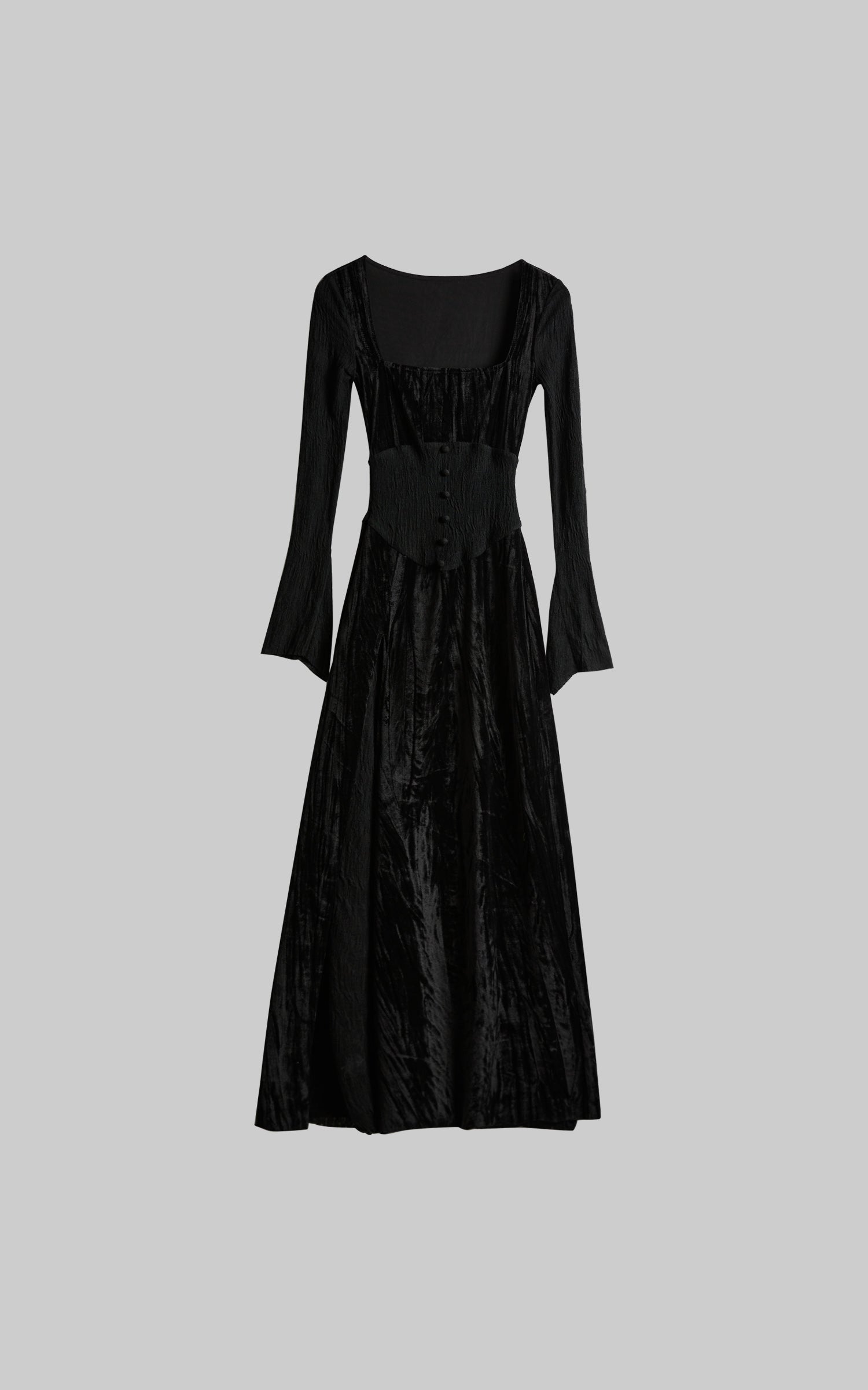 INDULGE Wool Velvet Long Dress with Corset Waist