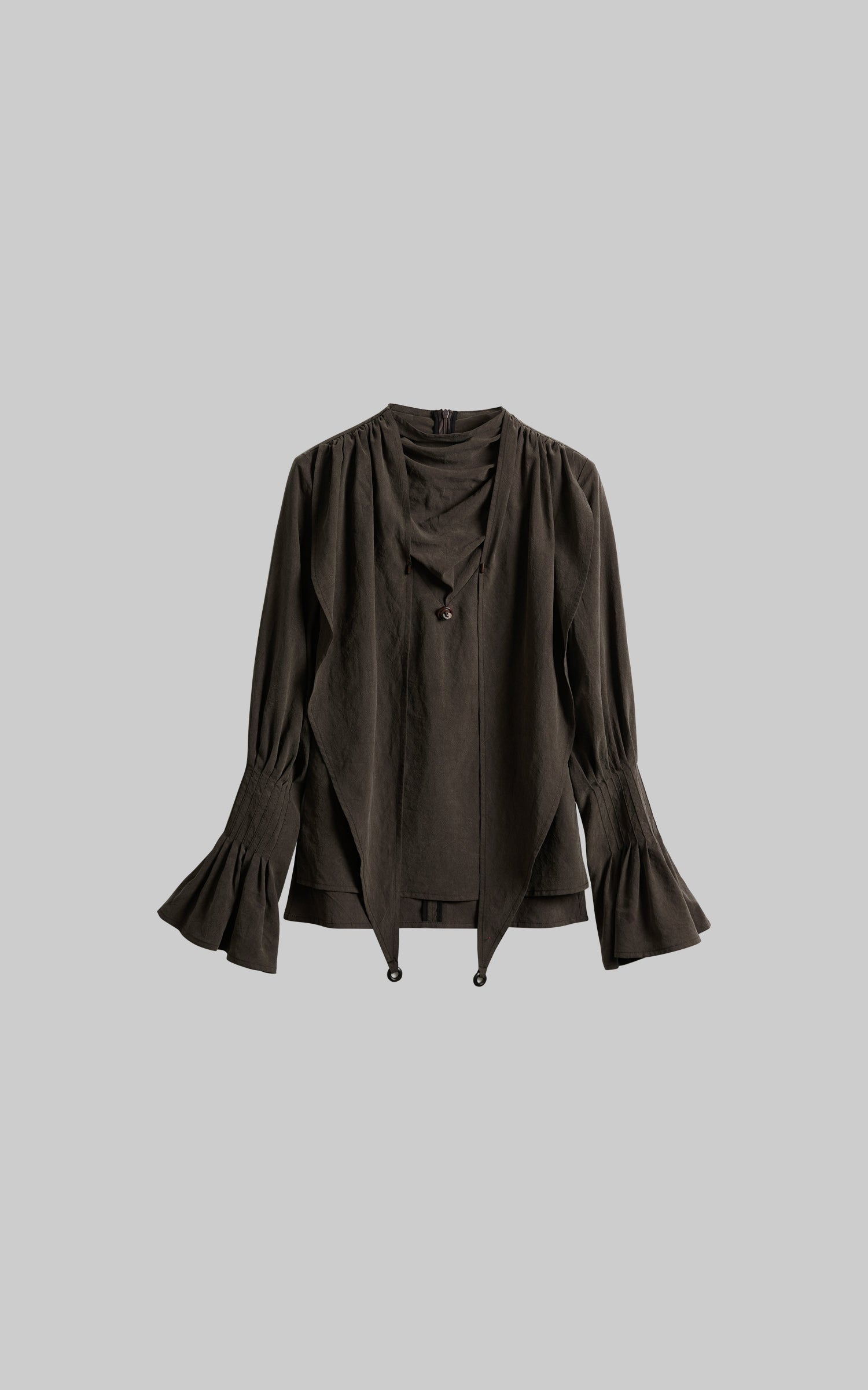 INDULGE Draped Sleeve Top with Layered Neckline