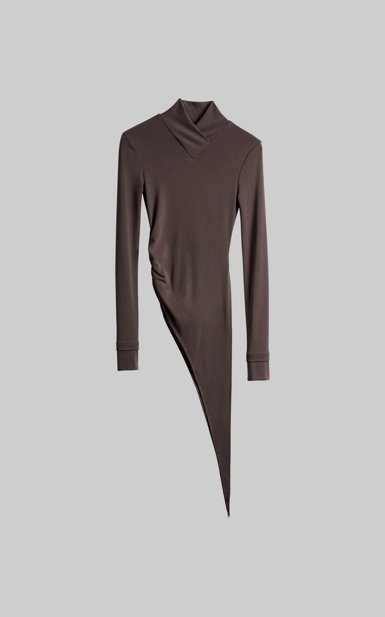 INDULGE Asymmetric Long Sleeve Top with Draped Hem