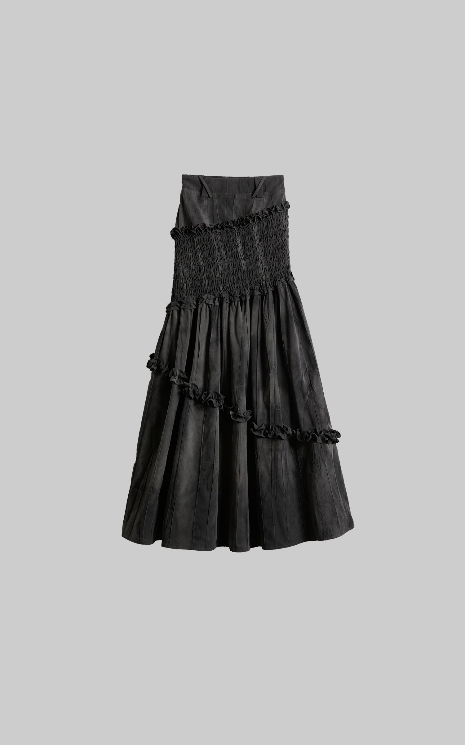 INDULGE Asymmetric Smocked Maxi Skirt