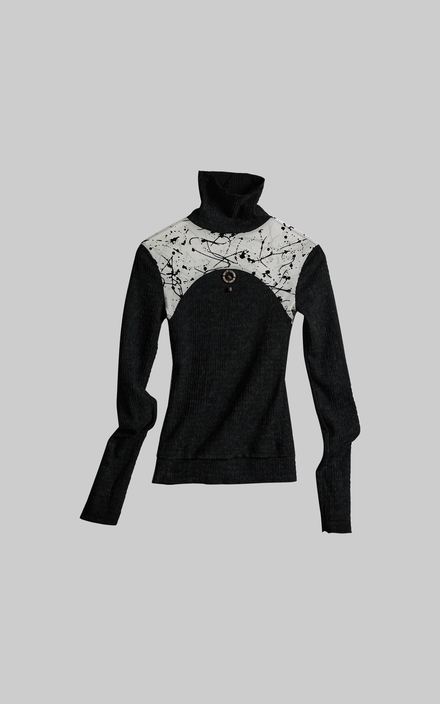 INDULGE Contrast Splatter Panel High Neck Long Sleeve T-Shirt