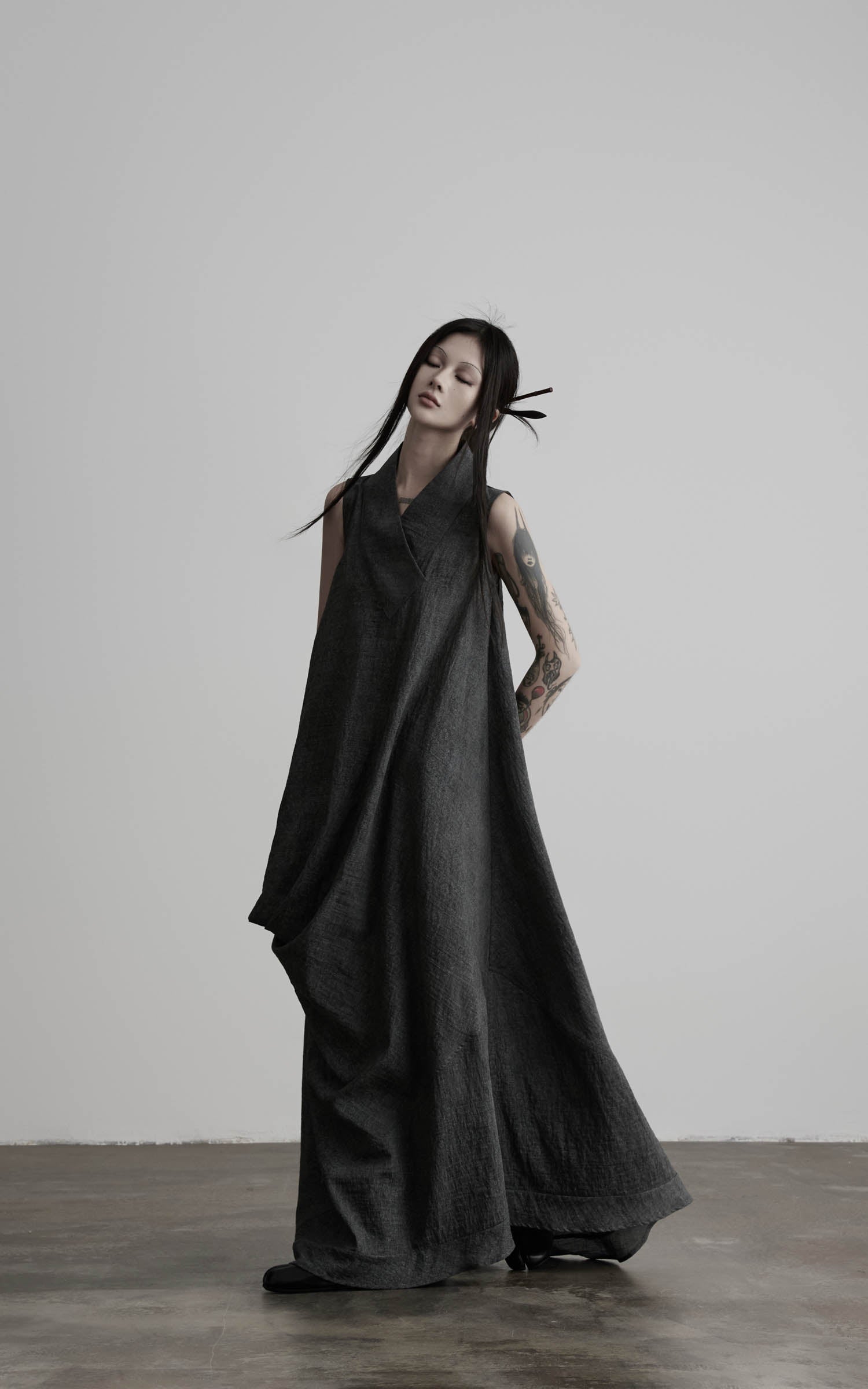 Load video: DOINDULGE Draped Shawl Collar Maxi Dress
