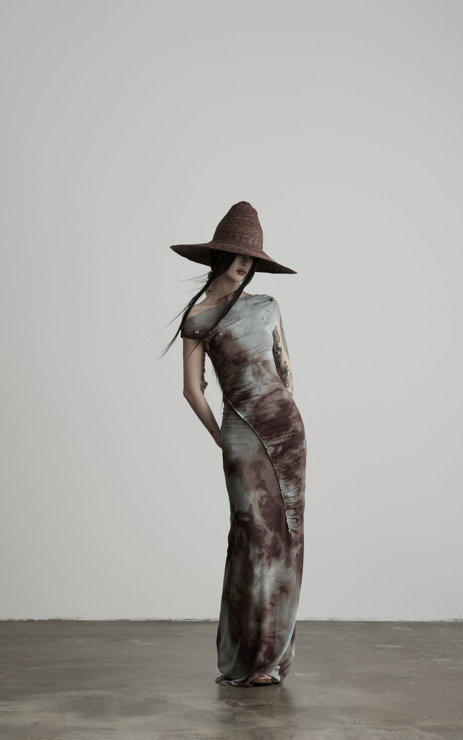 Load video: DOINDULGE Off Shoulder Ruched Mesh Maxi Dress