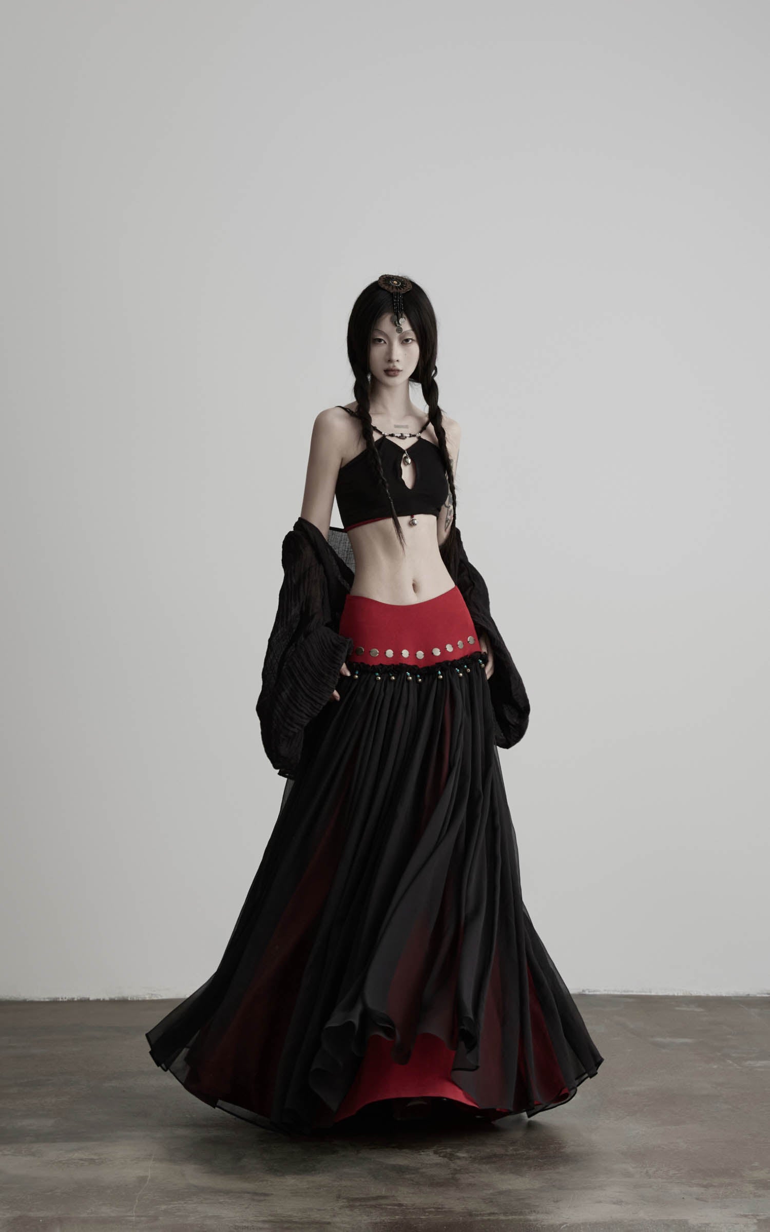 Load video: DOINDULGE Mesh Layered Maxi Skirt