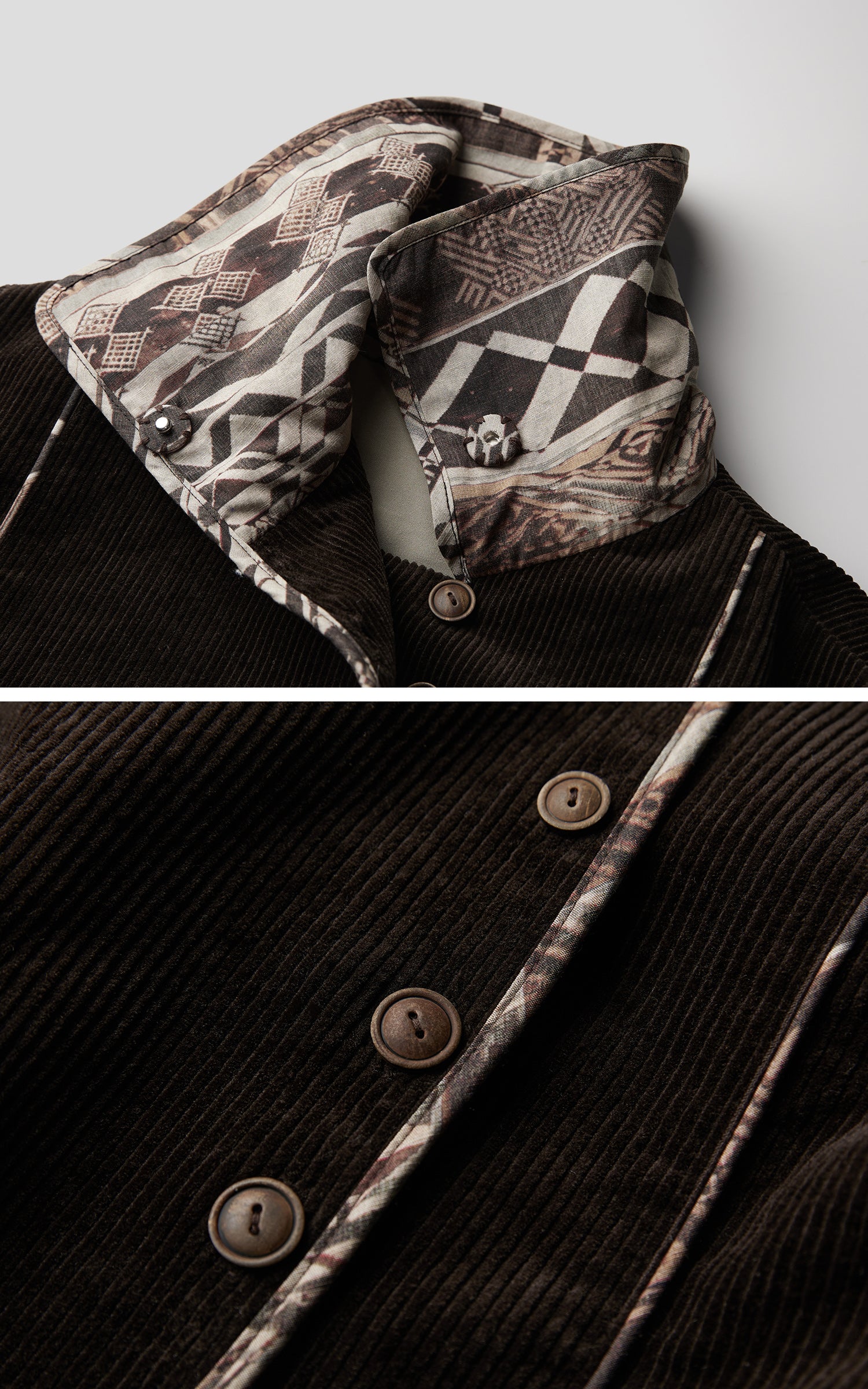 <tc>INDULGE</tc> アシンメトリックボタンラインのストラクチャードコーデュロイジャケット