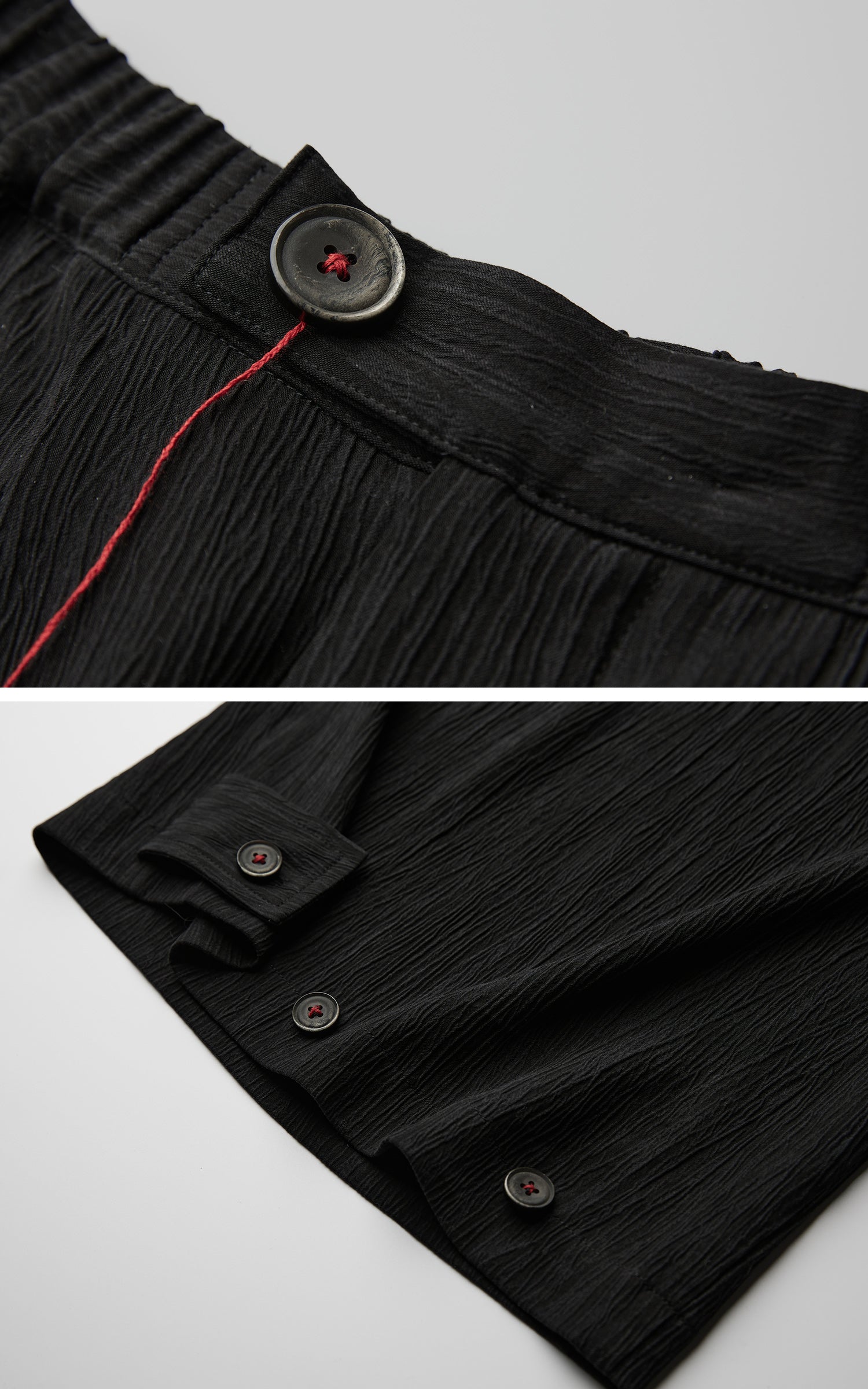 INDULGE Crinkled Wide Trousers with Red Thread