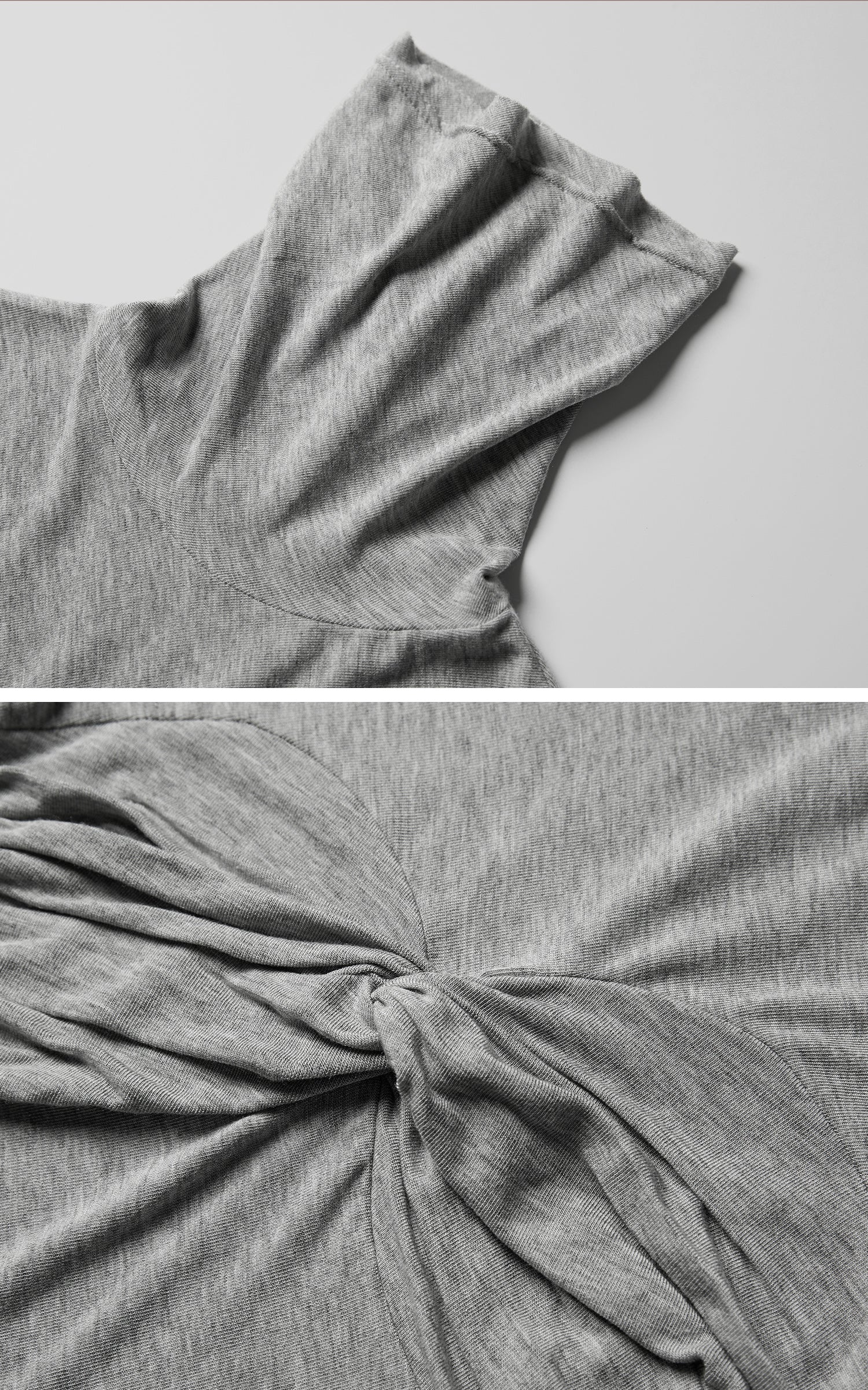 INDULGE Draped Twist Knit Top with High Neck and Long Sleeves