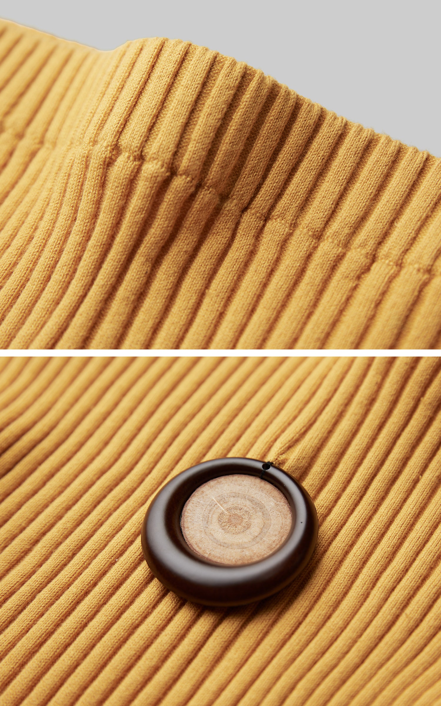 INDULGE Off-Shoulder Ribbed Knit Top with Wooden Medallion Detail