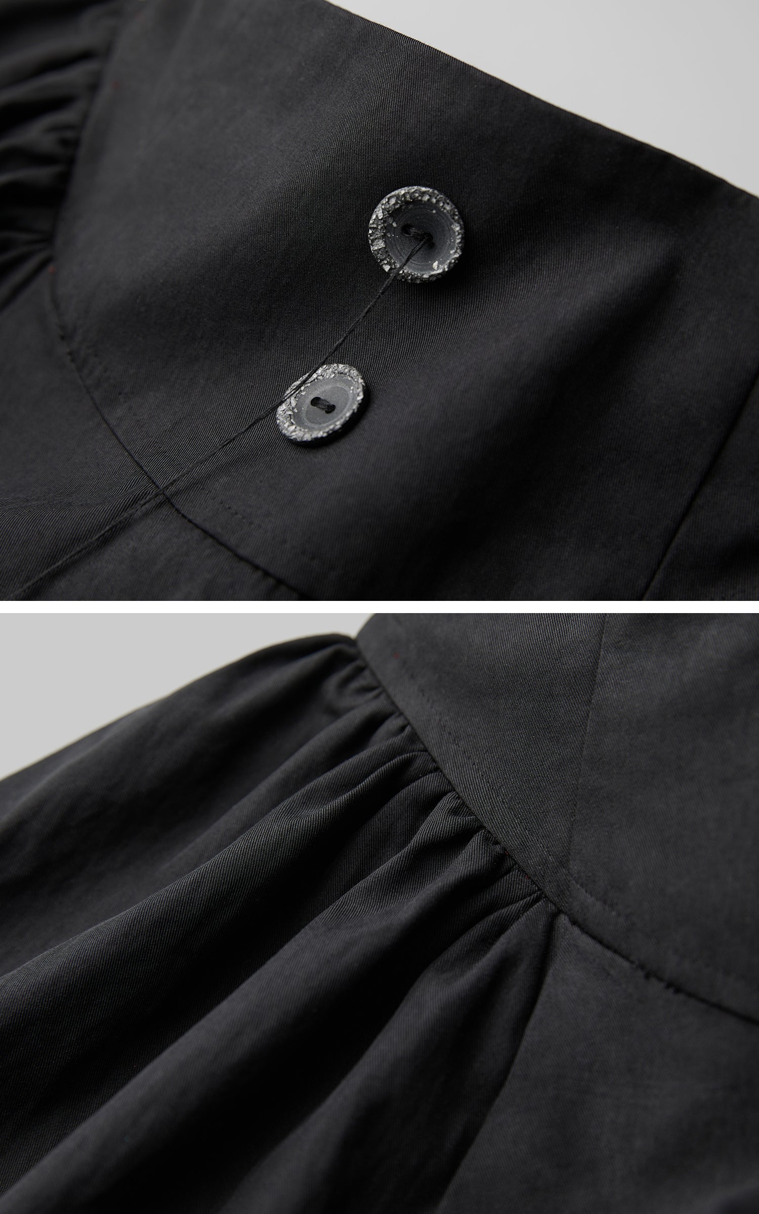 INDULGE Layered Contrast Hem Skirt with Gathered Draping and Buttoned High Waist