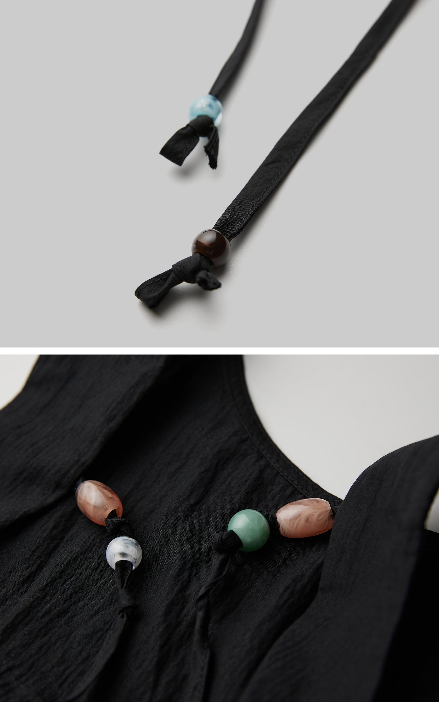 INDULGE Sleeveless Draped Maxi Dress with Hand-Tied Bead Embellishment and Sculpted Waist