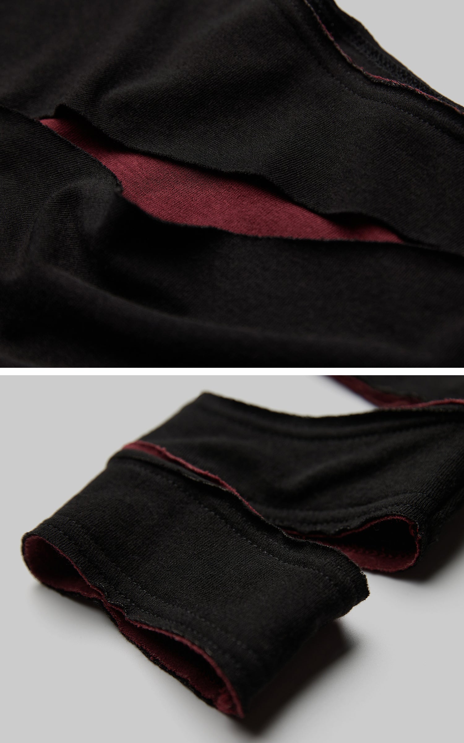 INDULGE Asymmetric Slashed T-Shirt with Layered Cutout Sleeves