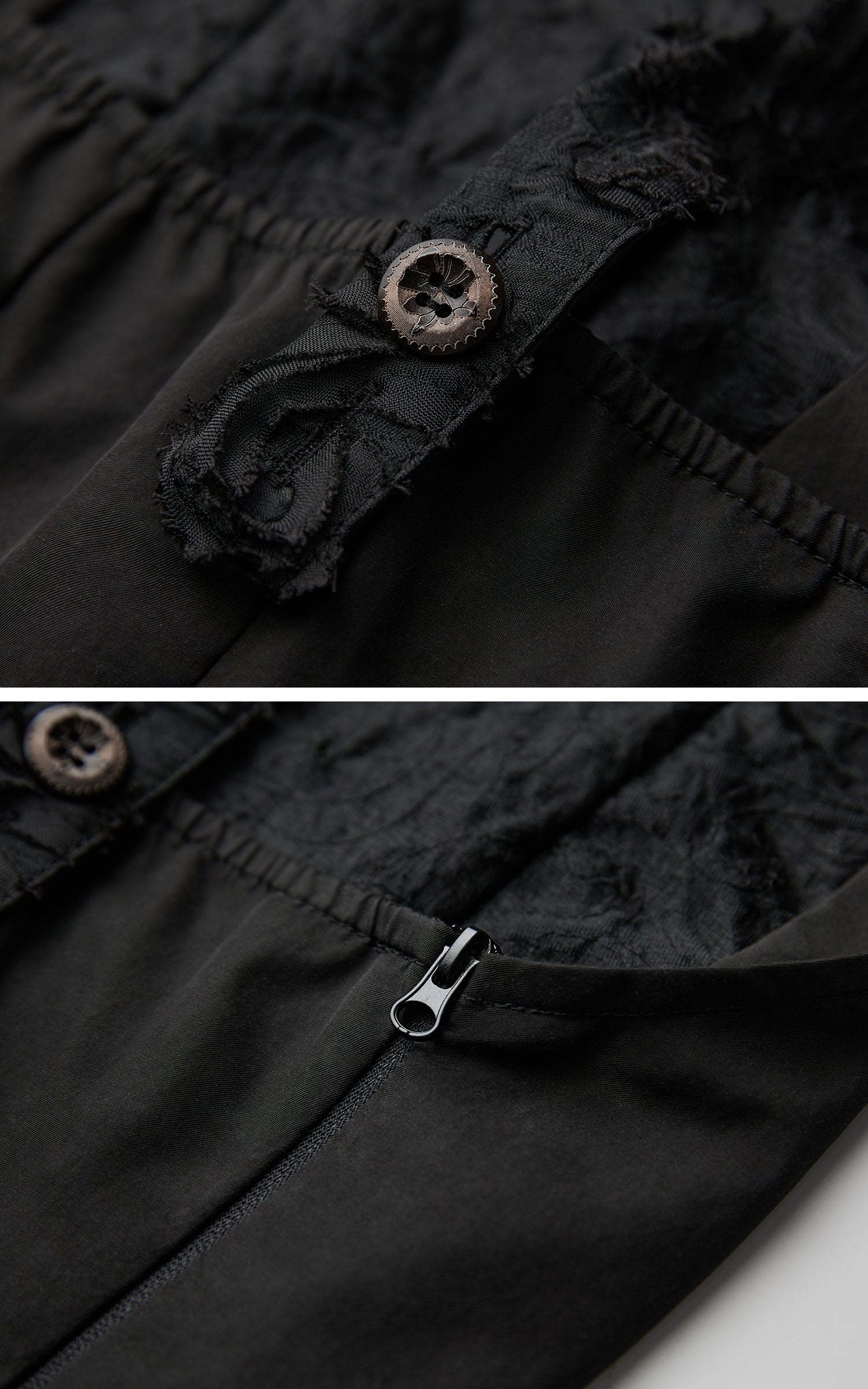INDULGE Distressed Textured Halter Top with Sculptural Button Detail