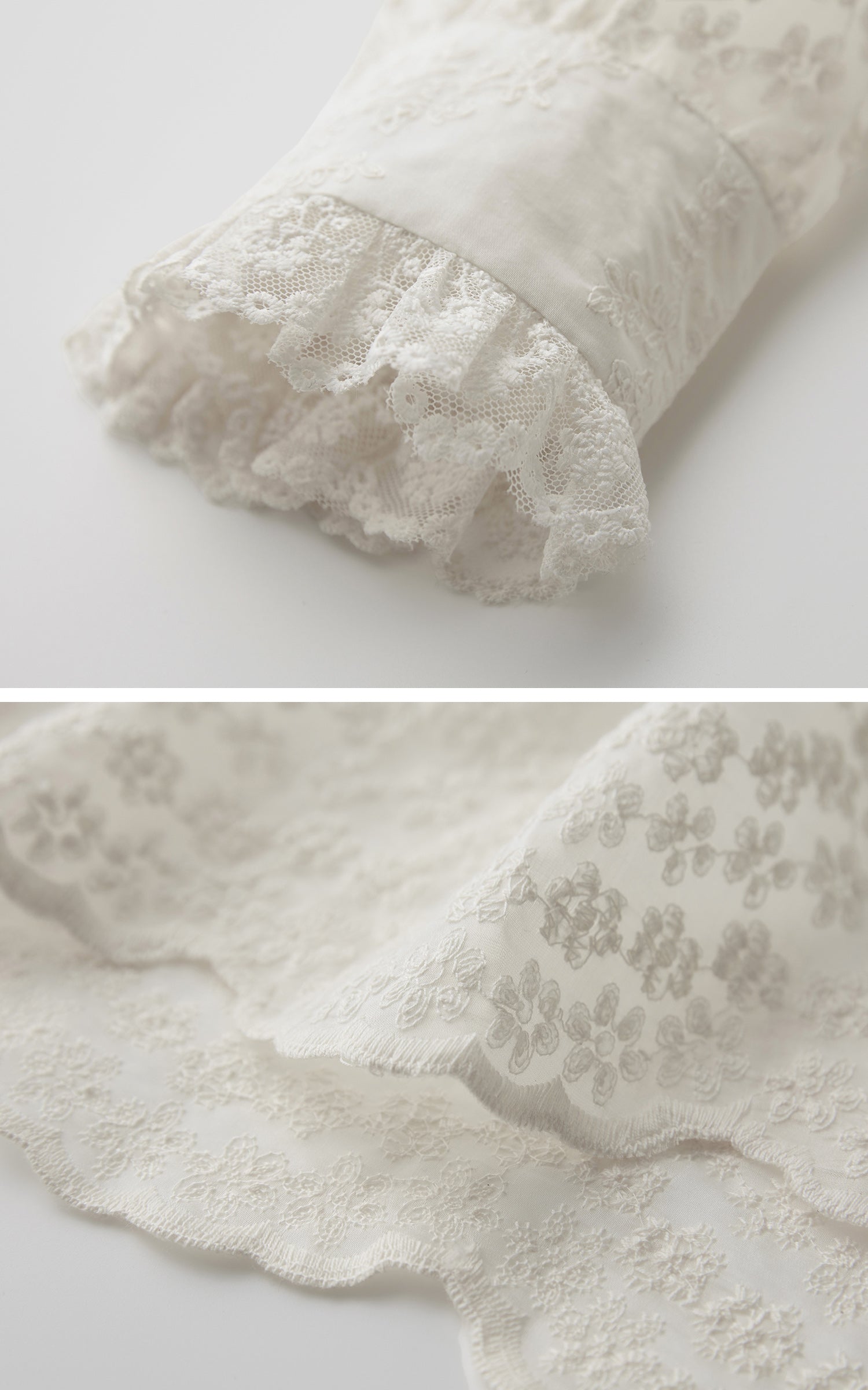 INDULGE Baroque Embroidered Blouse with Ruffled Lace Panels