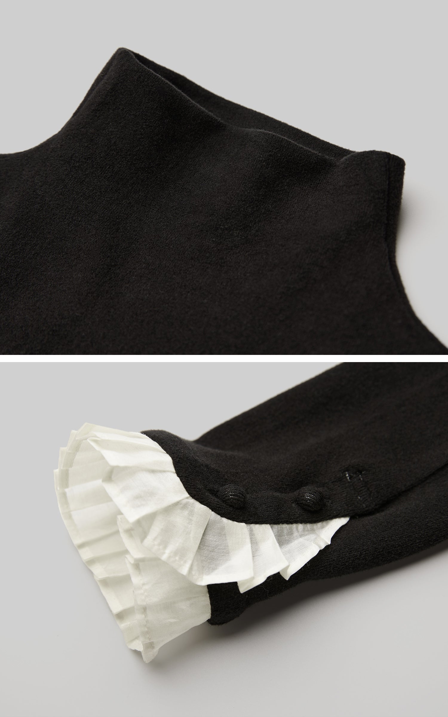 INDULGE Structured Knit Top with Contrast Pleated Cuffs