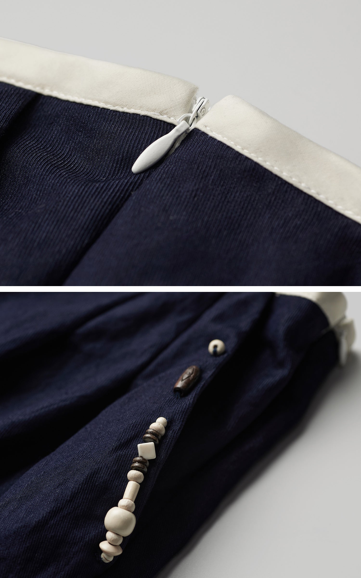 INDULGE Wide-Leg Pants with Contrast Waistband and Bead Detail