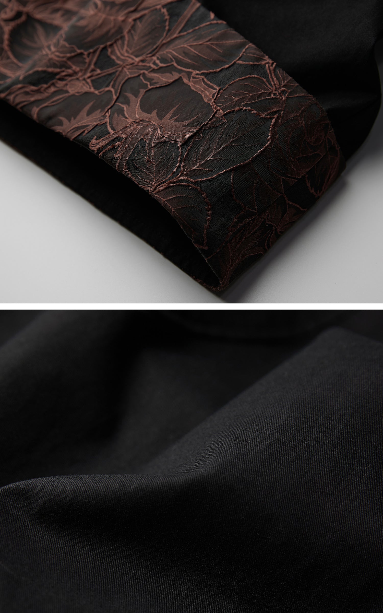 INDULGE Wide-Legged High-Waisted Pants with Leaf-Pattern Detail