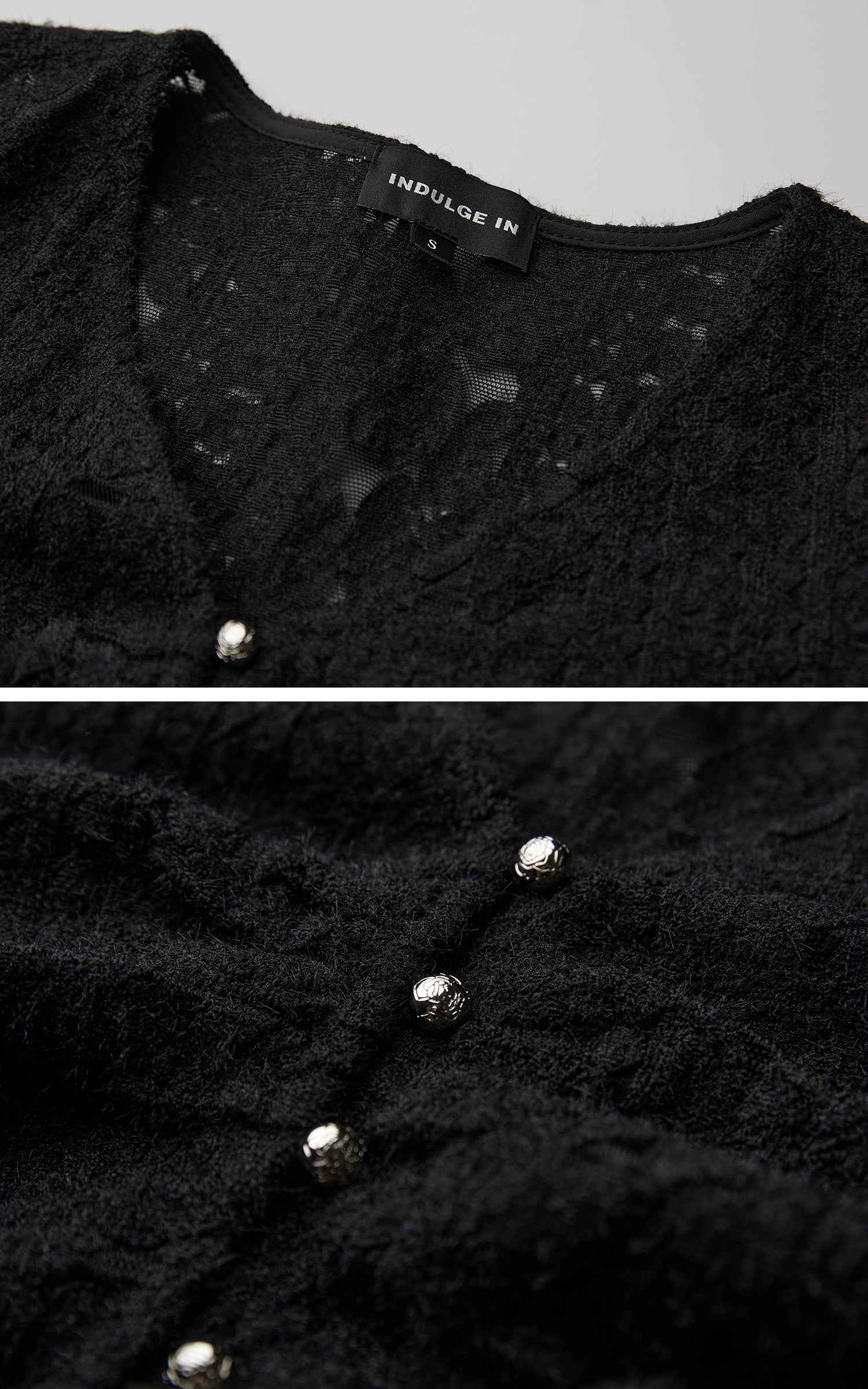 INDULGE Textured Knit Sculpted Top with Rosette Buttons
