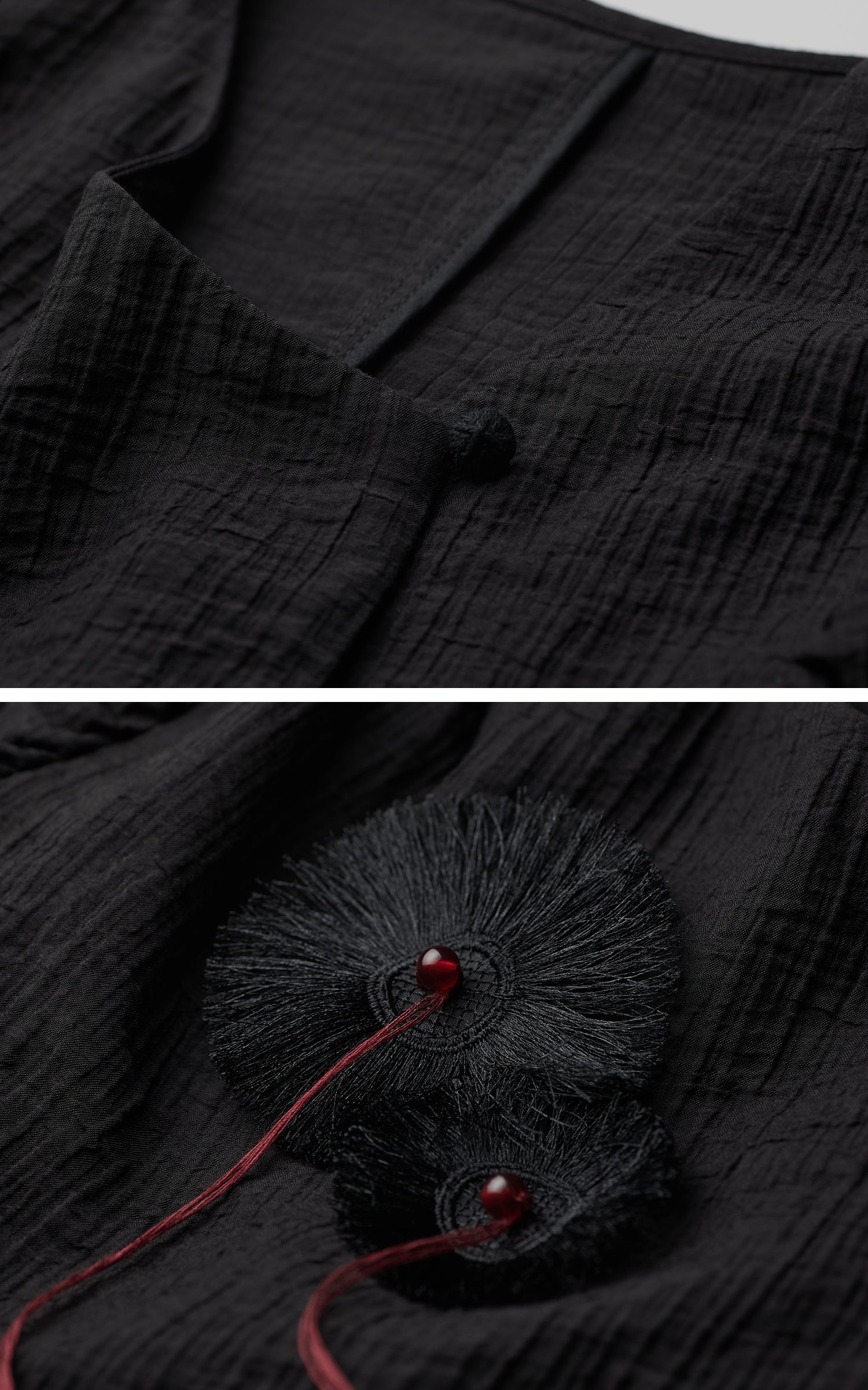 INDULGE Textured Long Sleeve Shirt with Draped Details
