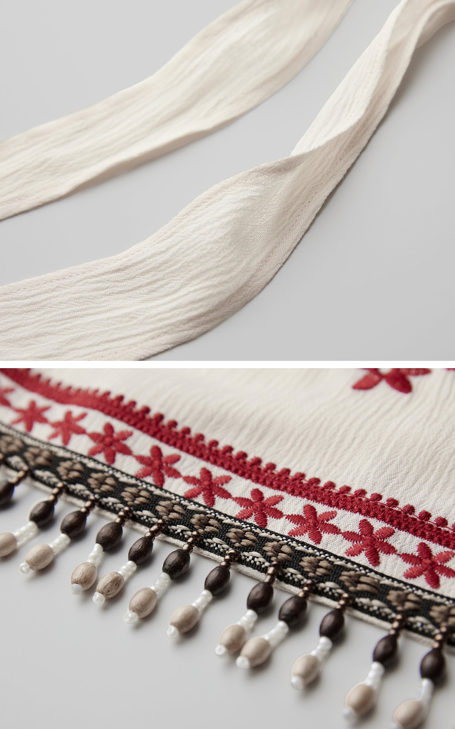 INDULGE Embroidered Halter Top with Floral Motif and Beaded Hem Detailing